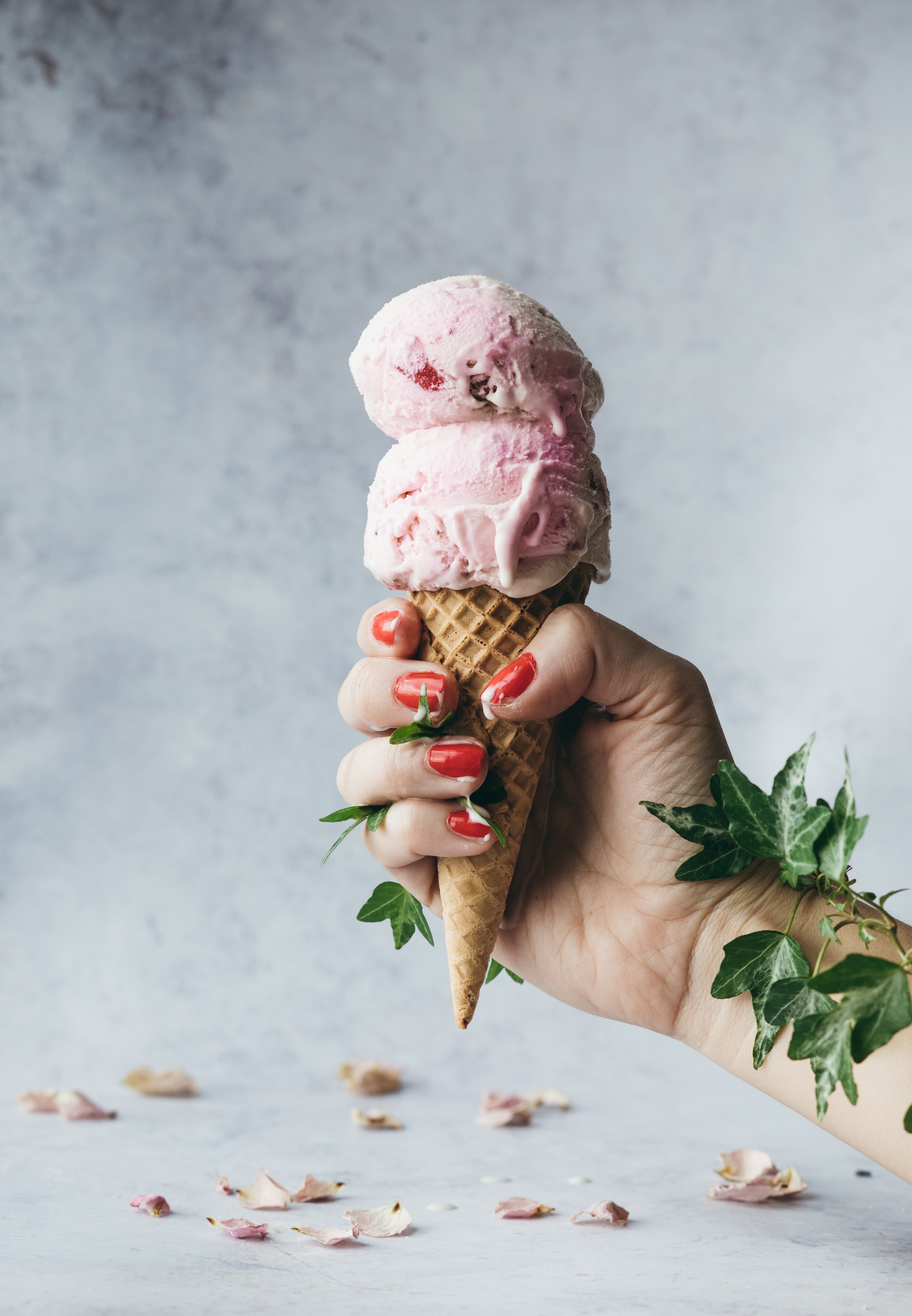 Download mobile wallpaper Food, Plant, Hand, Desert, Ice Cream for free.