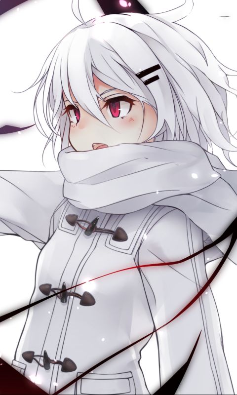 Download mobile wallpaper Anime, Girl, Scarf, Short Hair, White Hair for free.