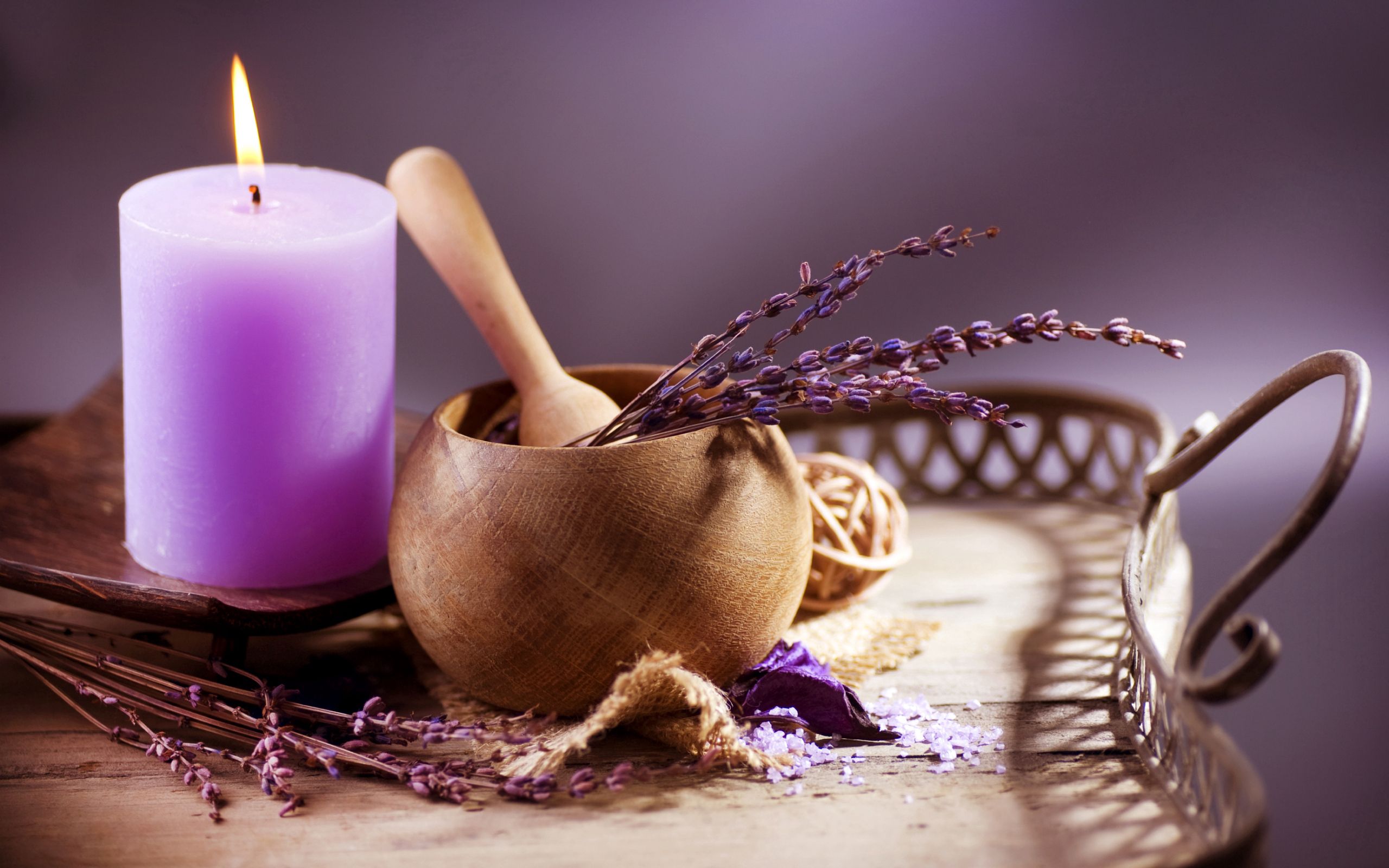 lavender, aromatherapy, miscellanea, miscellaneous, cup, candle, mortar