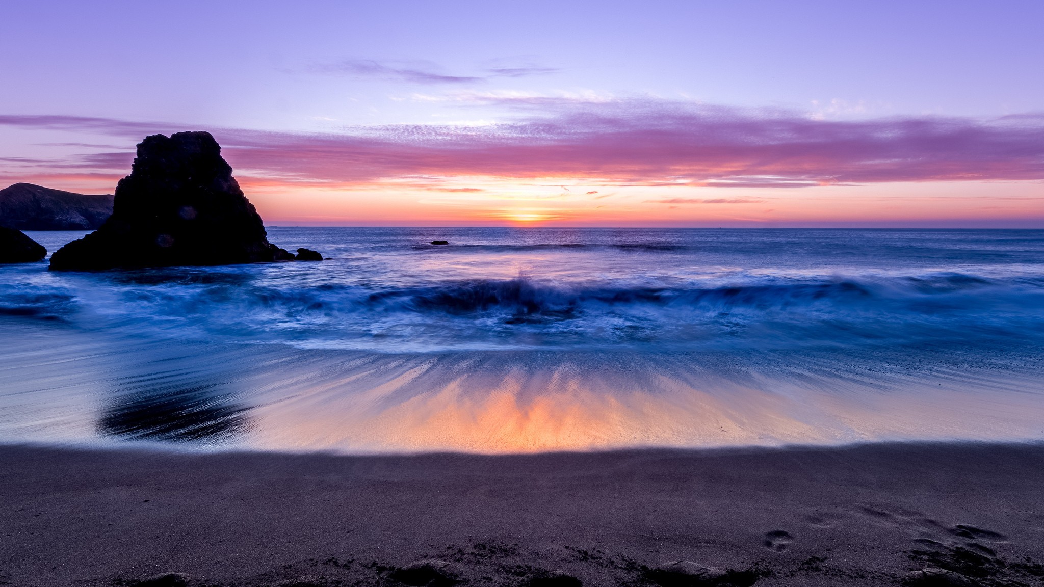 Free download wallpaper Nature, Sunset, Beach, Horizon, Ocean, Earth on your PC desktop