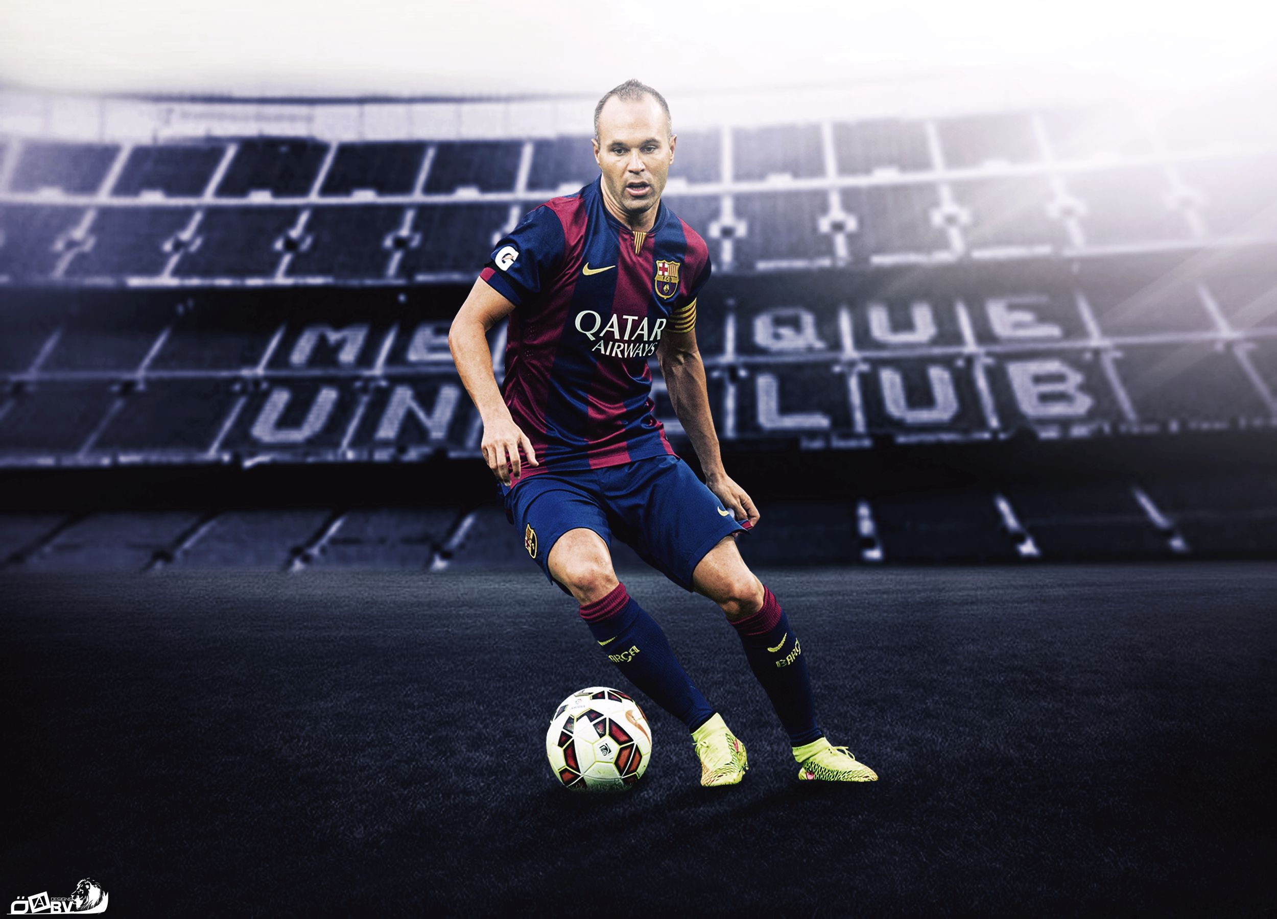 Download mobile wallpaper Sports, Soccer, Fc Barcelona, Spanish, Camp Nou, Andrés Iniesta for free.
