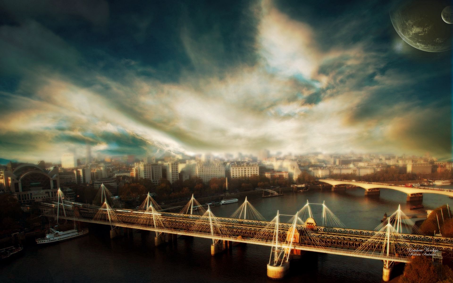 Скачать обои бесплатно Мост, Hdr, Города, Река, Лондон картинка на рабочий стол ПК