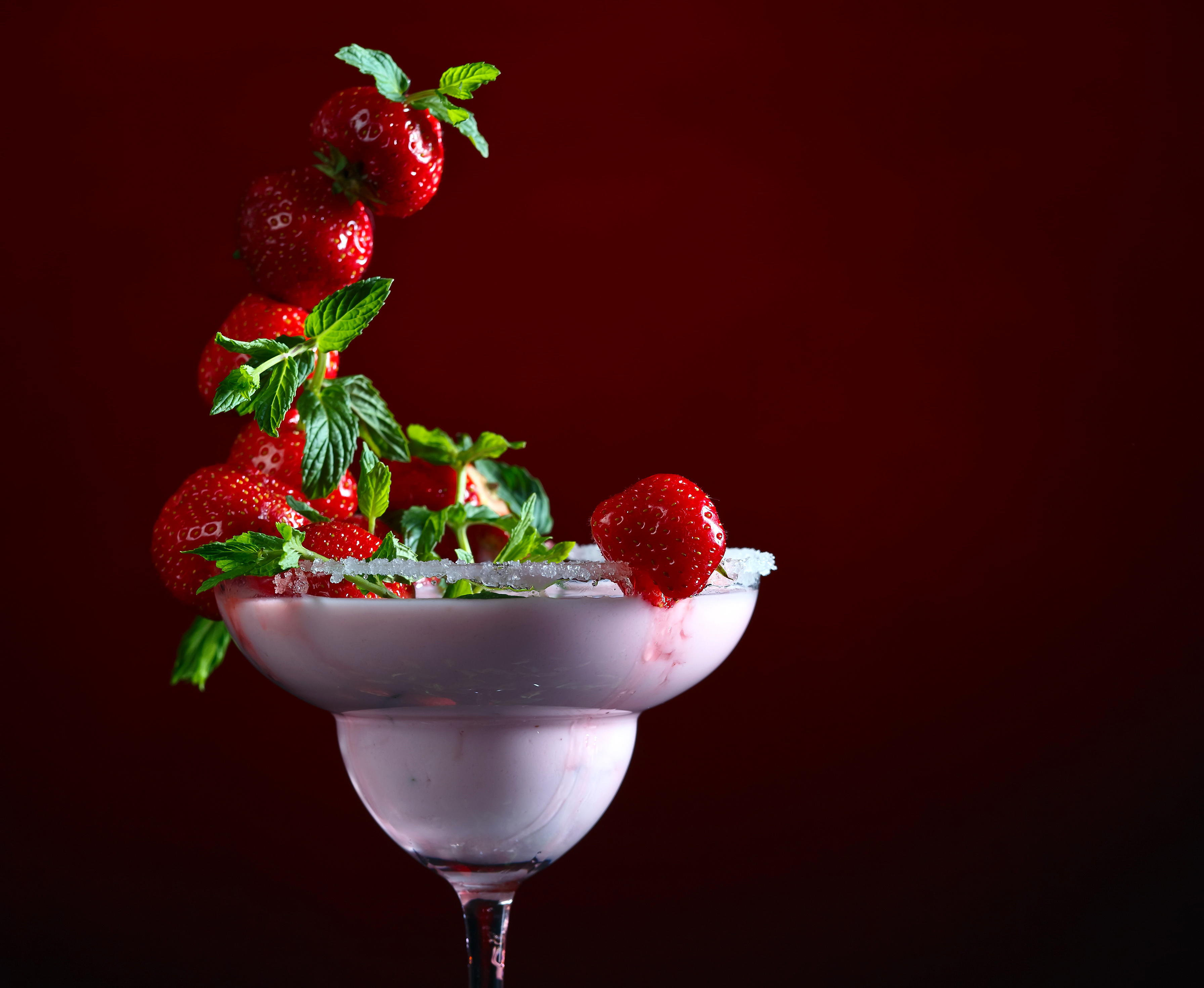 Download mobile wallpaper Food, Strawberry, Glass, Fruit, Drink, Cocktail for free.