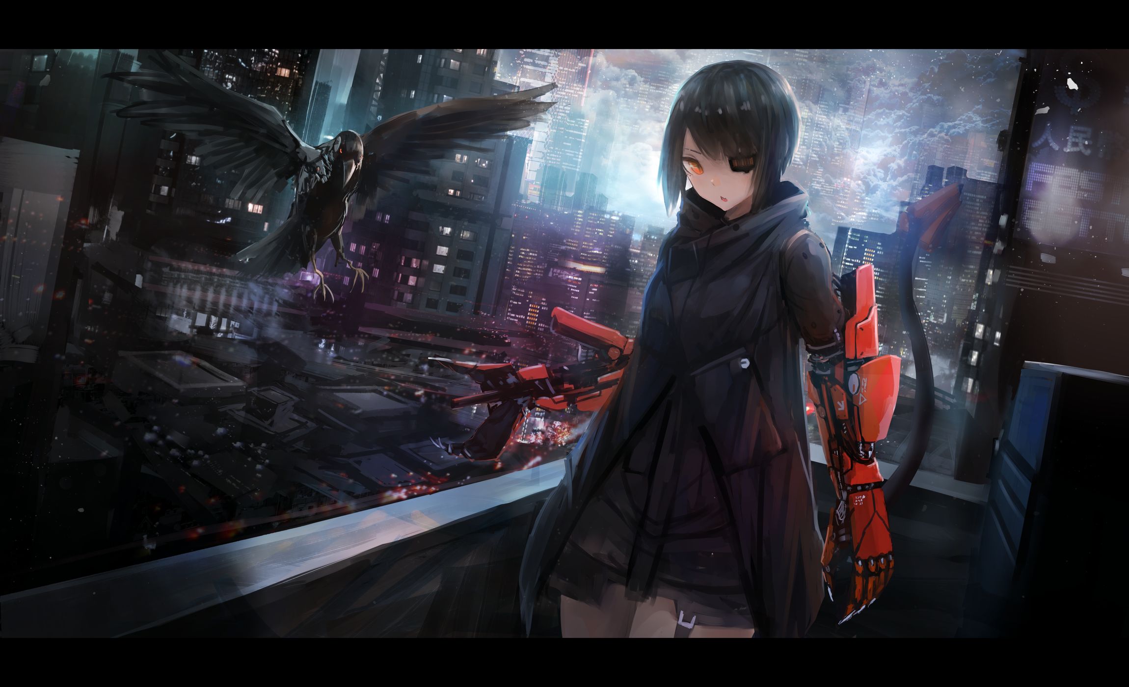 Baixe gratuitamente a imagem Anime, Cidade, Cyberpunk, Corvo, Original na área de trabalho do seu PC