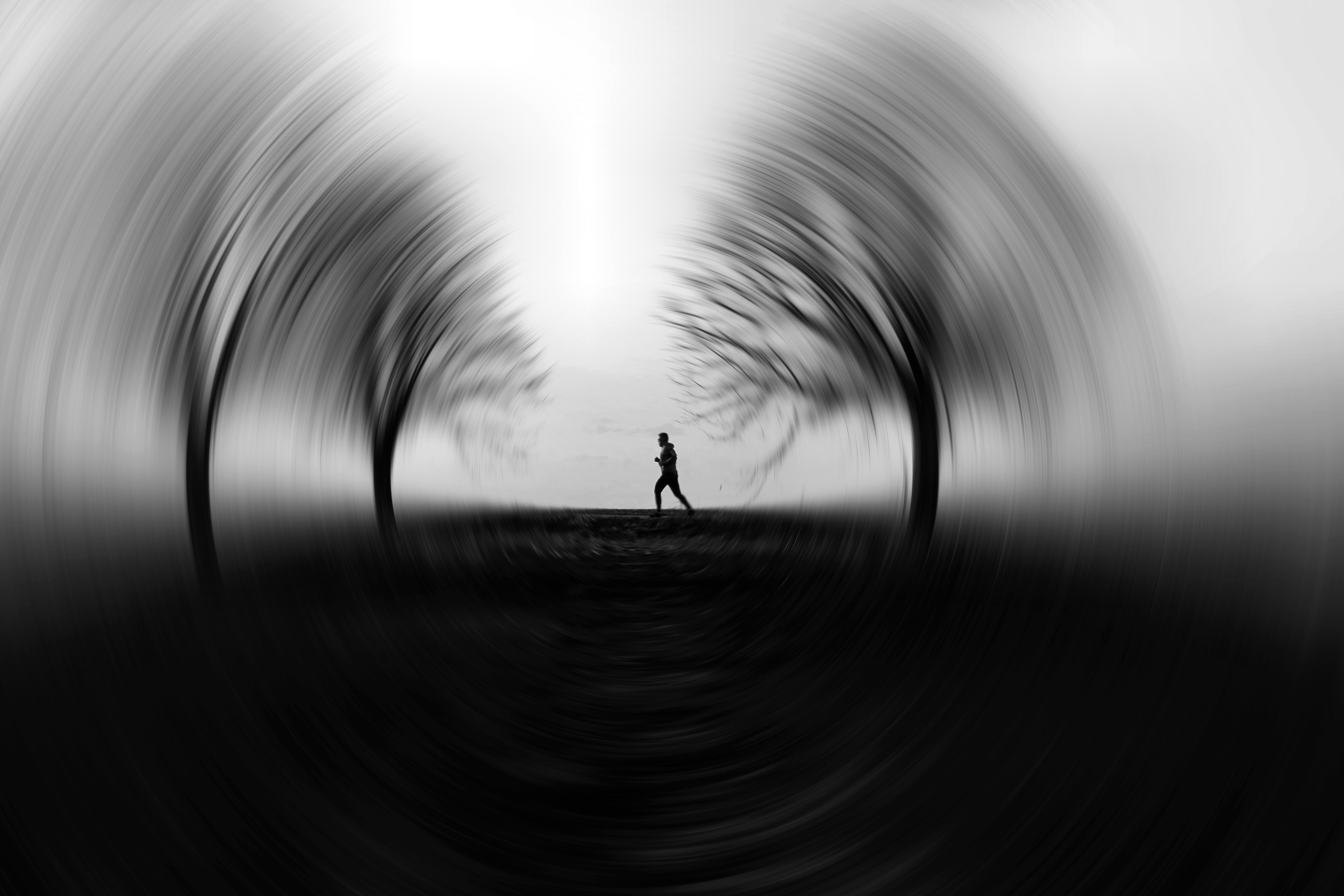 Download mobile wallpaper Chb, Trees, Miscellaneous, Speed, Silhouette, Run, Bw, Running, Miscellanea for free.
