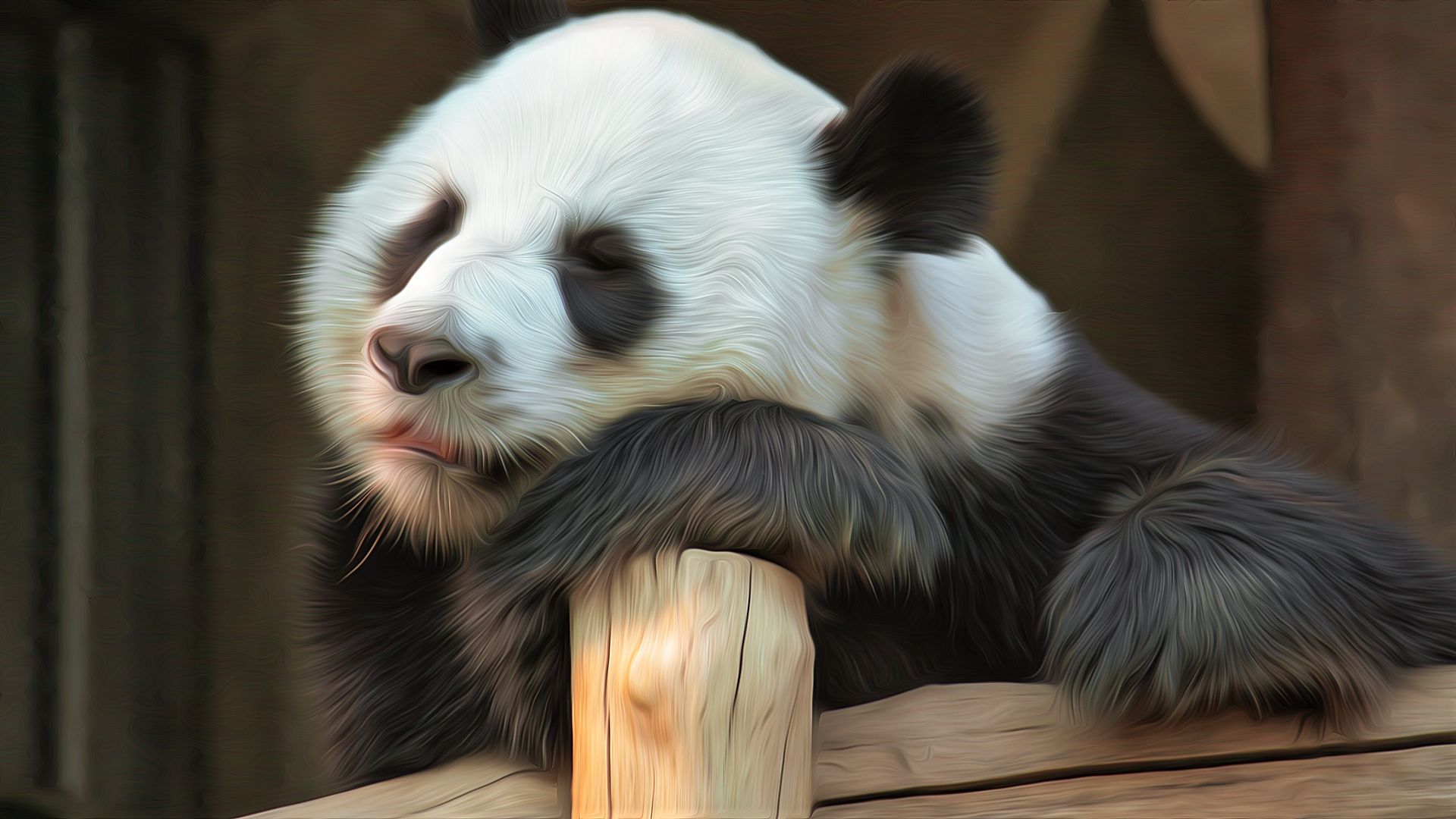 Descarga gratuita de fondo de pantalla para móvil de Animales, Pintura Al Óleo, Panda.