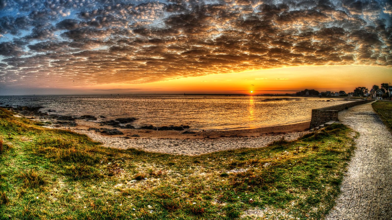 Descarga gratuita de fondo de pantalla para móvil de Agua, Mar, Amanecer, Camino, Nube, Tierra/naturaleza.