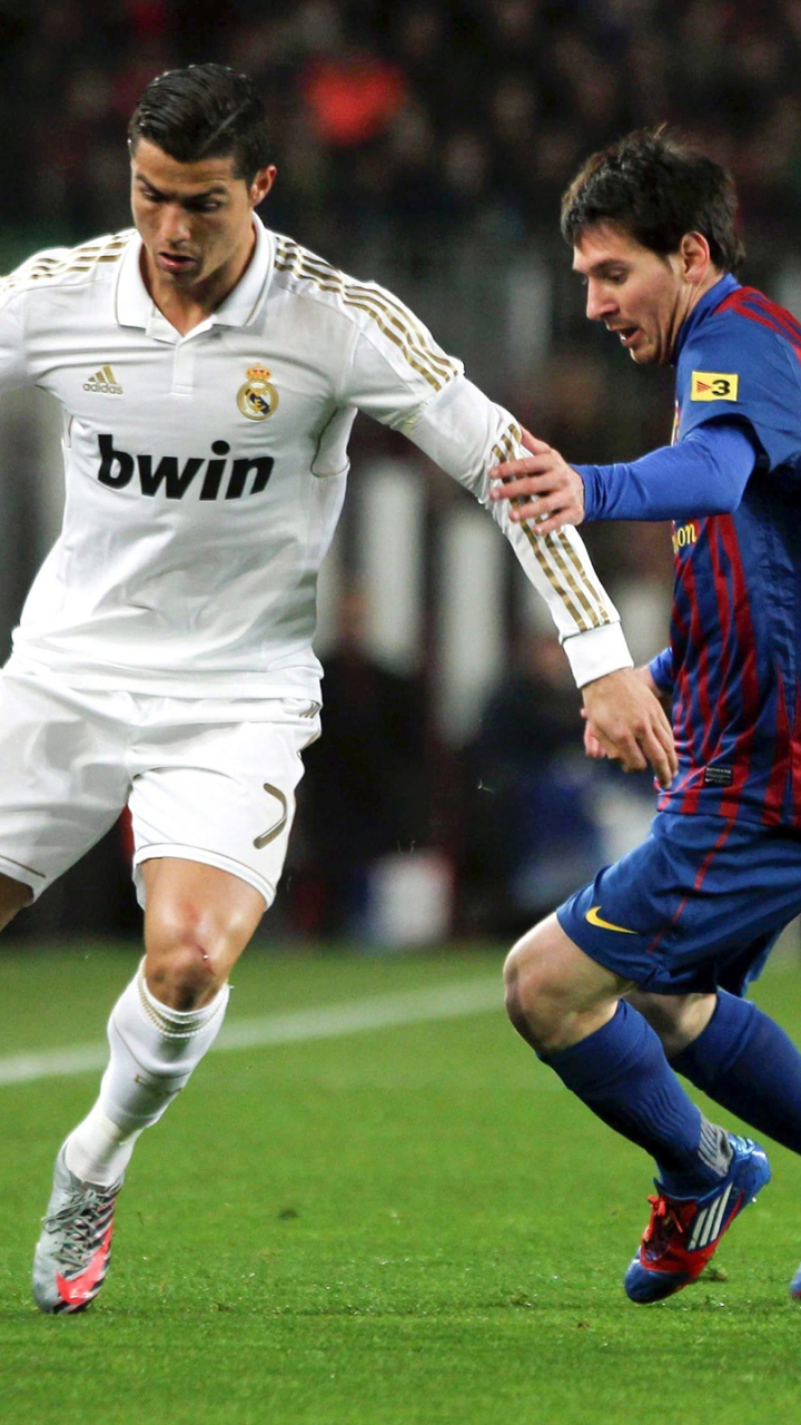 Handy-Wallpaper Sport, Fußball, Cristiano Ronaldo, Lionel Messi, Real Madrid Cf kostenlos herunterladen.