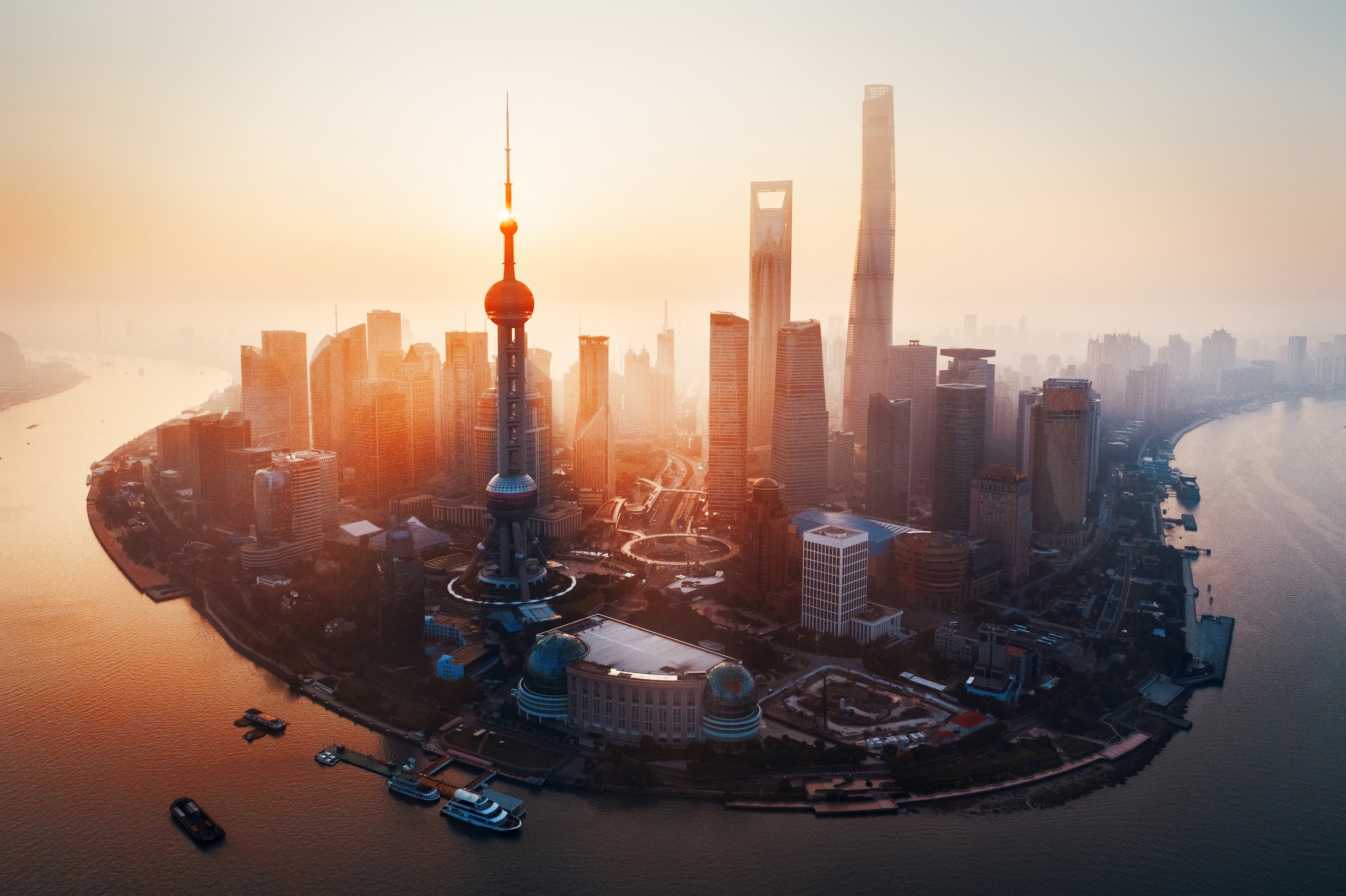 Download mobile wallpaper Cities, City, Skyscraper, Building, China, River, Shanghai, Man Made, Oriental Pearl Tower for free.