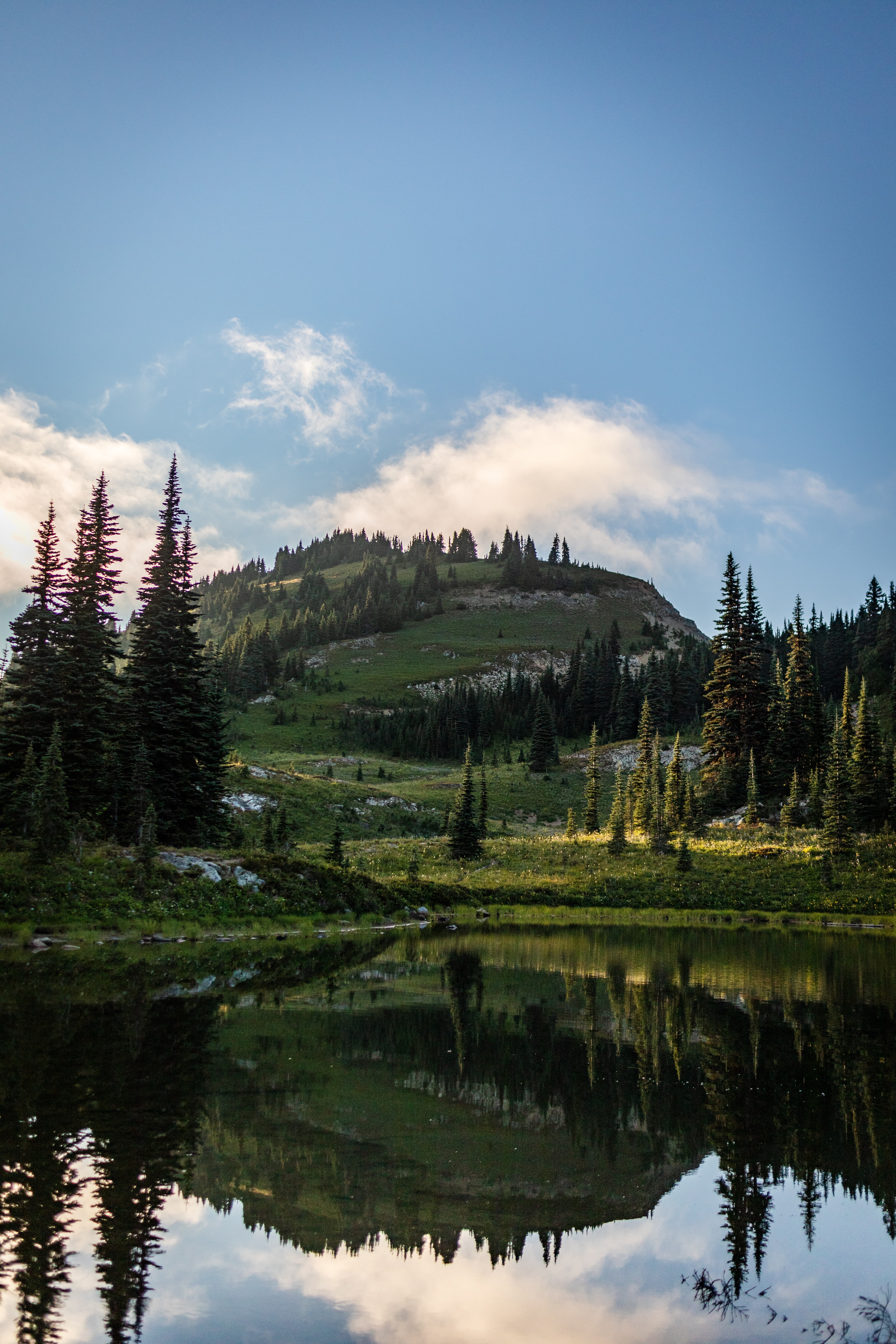 Laden Sie das Natur, See, Reflexion, Fir, Fichte, Die Hügel, Hügel-Bild kostenlos auf Ihren PC-Desktop herunter