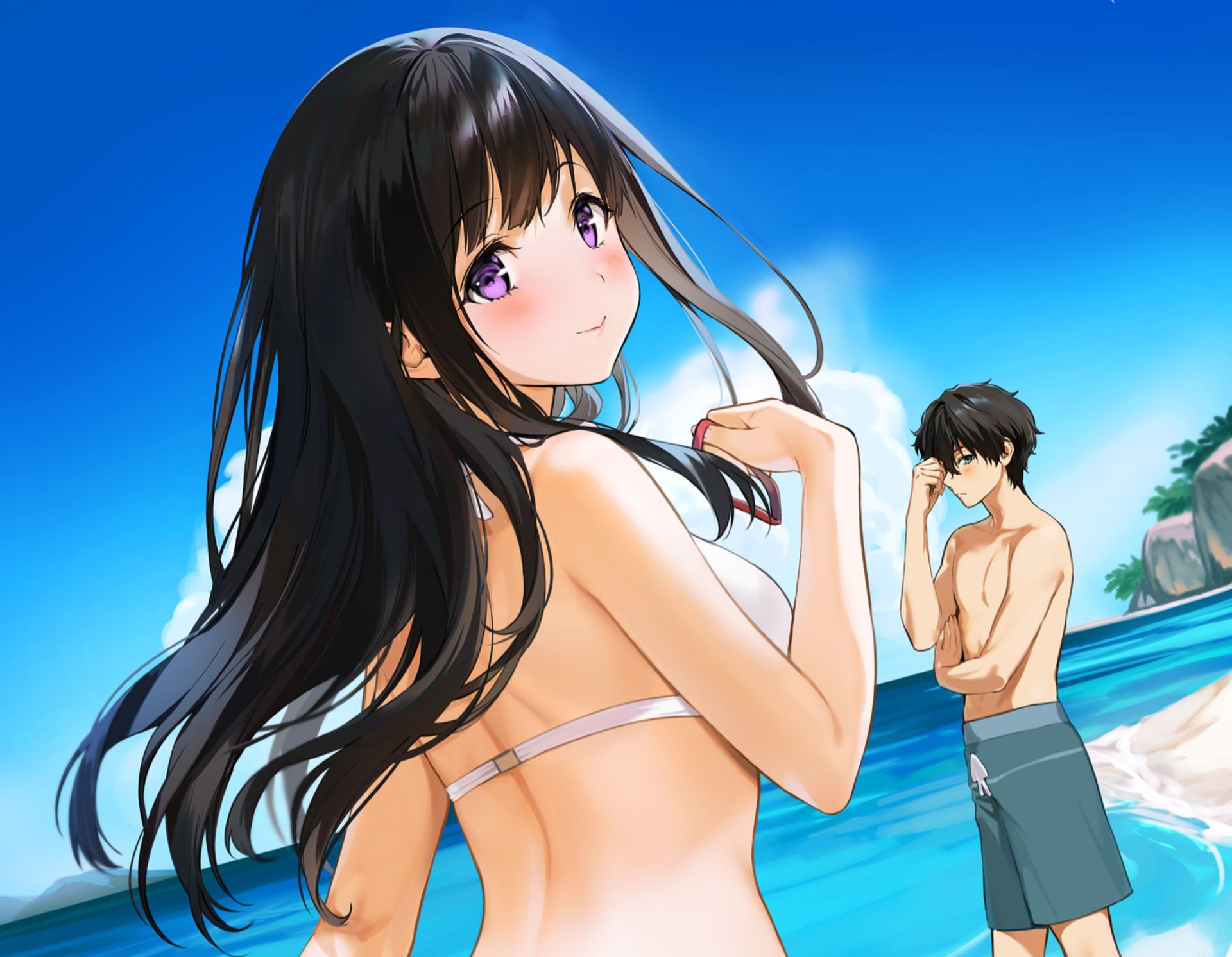 Download mobile wallpaper Anime, Eru Chitanda, Hōtarō Oreki, Hyouka for free.