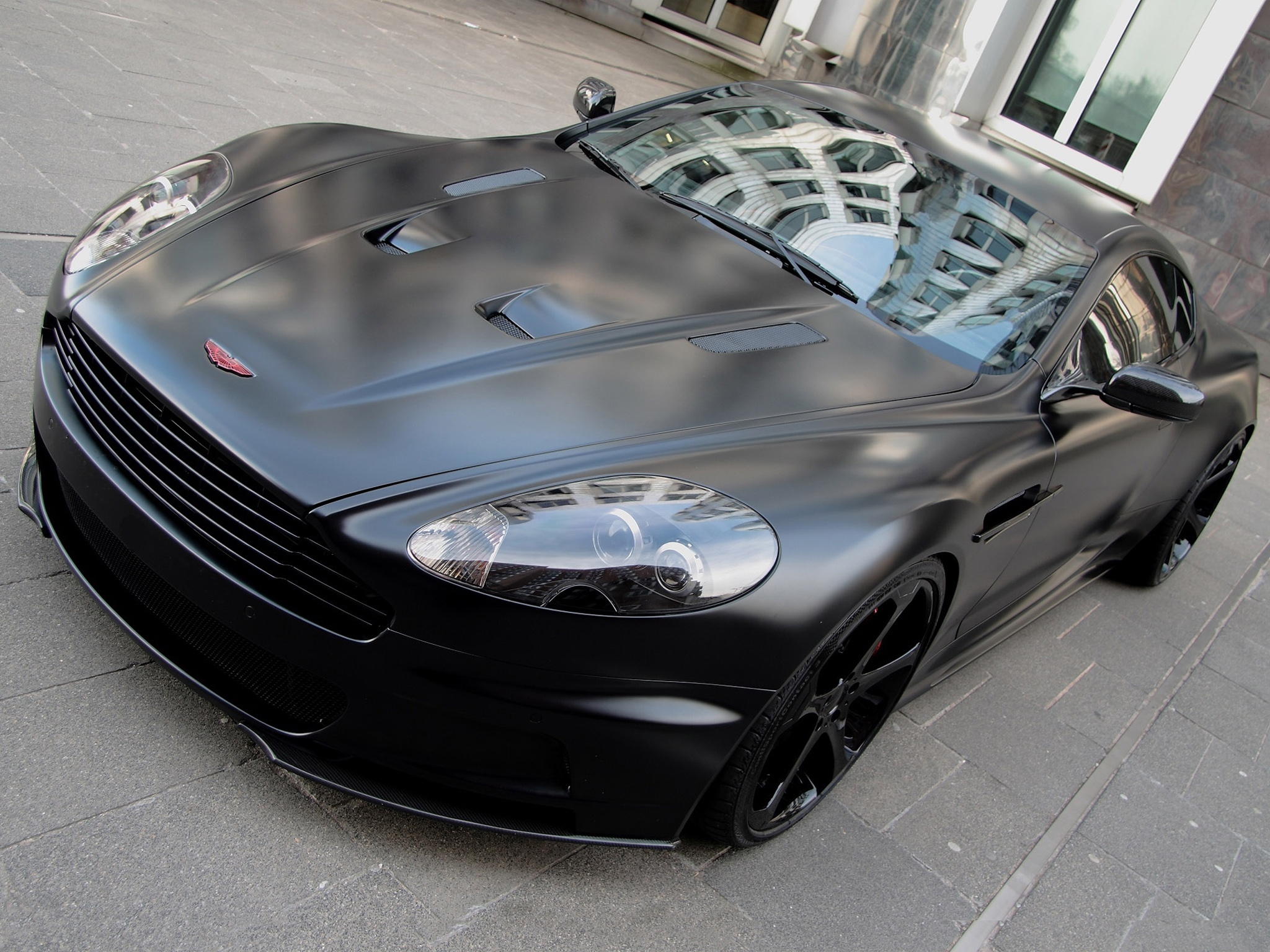 aston martin, cars, black, reflection, front view, style, dbs, 2011 HD wallpaper