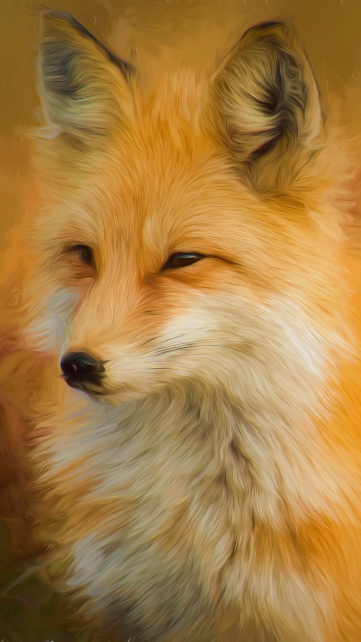 無料モバイル壁紙動物, ペインティング, 狐, 油絵をダウンロードします。