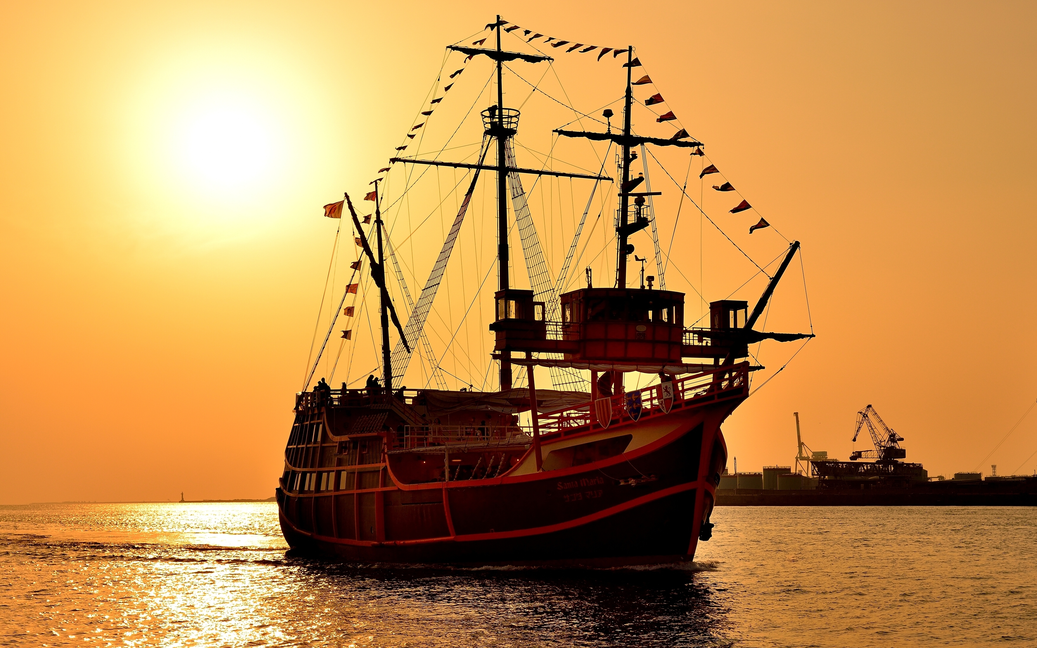 Free download wallpaper Sunset, Ship, Vehicles, Sailing Ship on your PC desktop