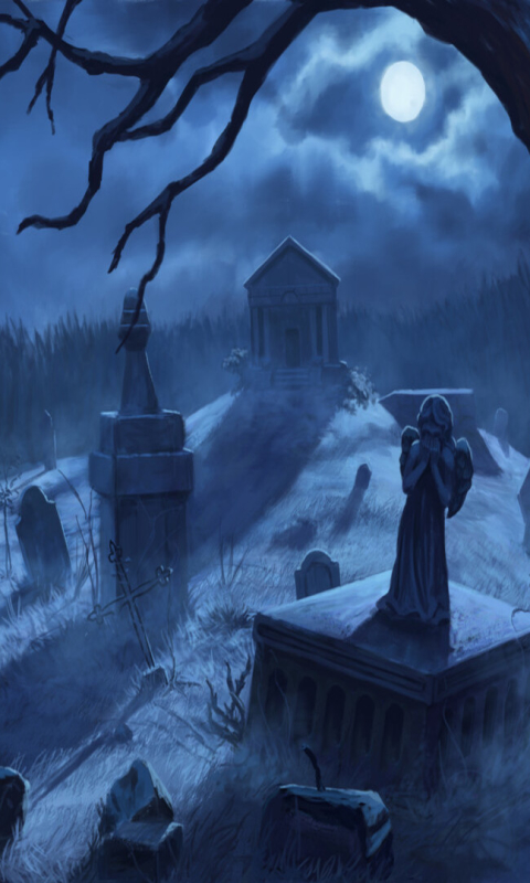 Download mobile wallpaper Dark, Moonlight, Tomb, Cemetery, Graveyard for free.