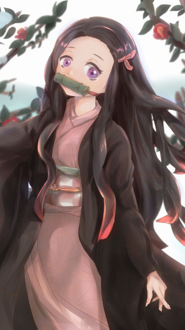 Handy-Wallpaper Animes, Nezuko Kamado, Demon Slayer kostenlos herunterladen.