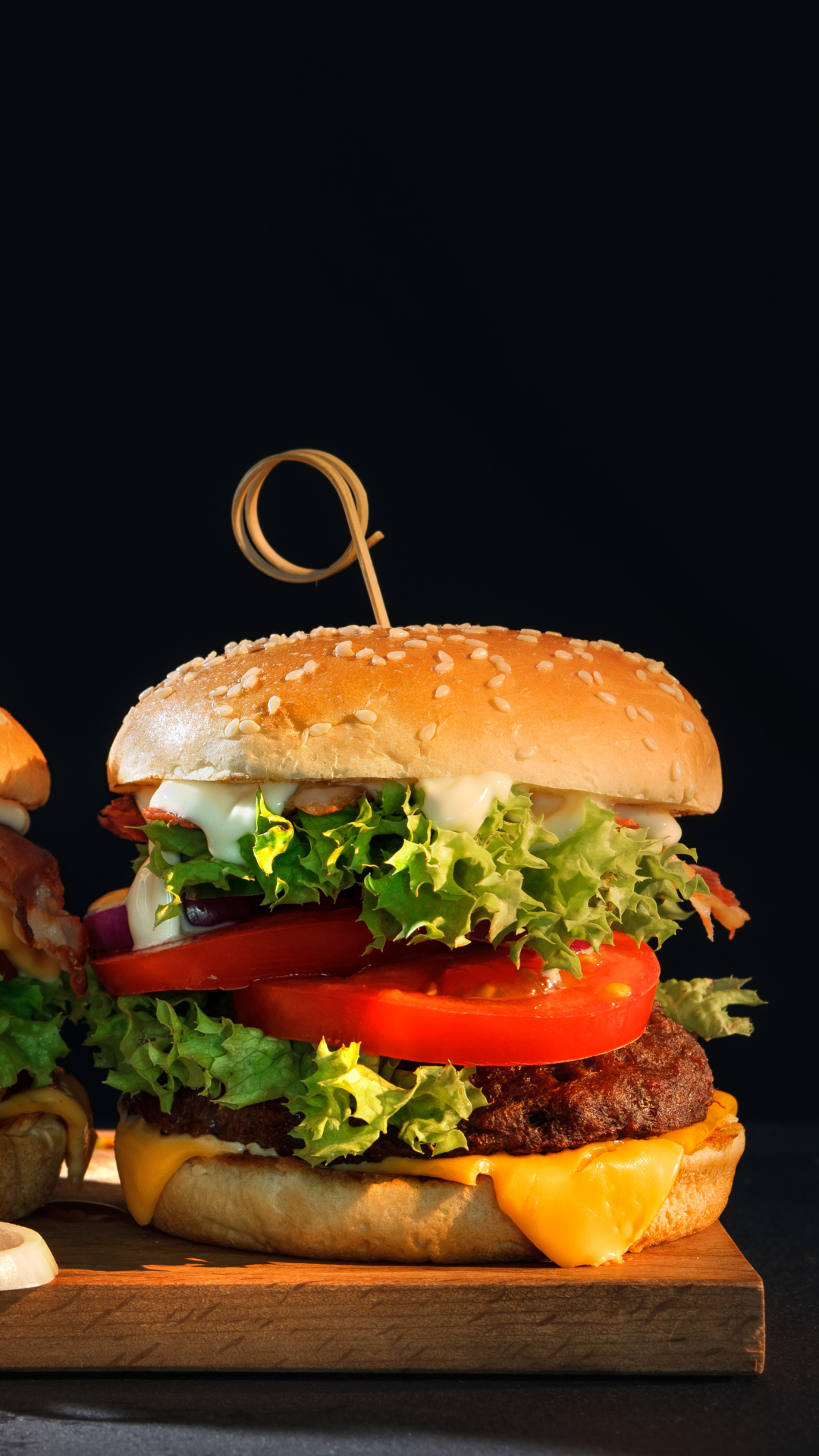 Handy-Wallpaper Hamburger, Nahrungsmittel, Stillleben kostenlos herunterladen.