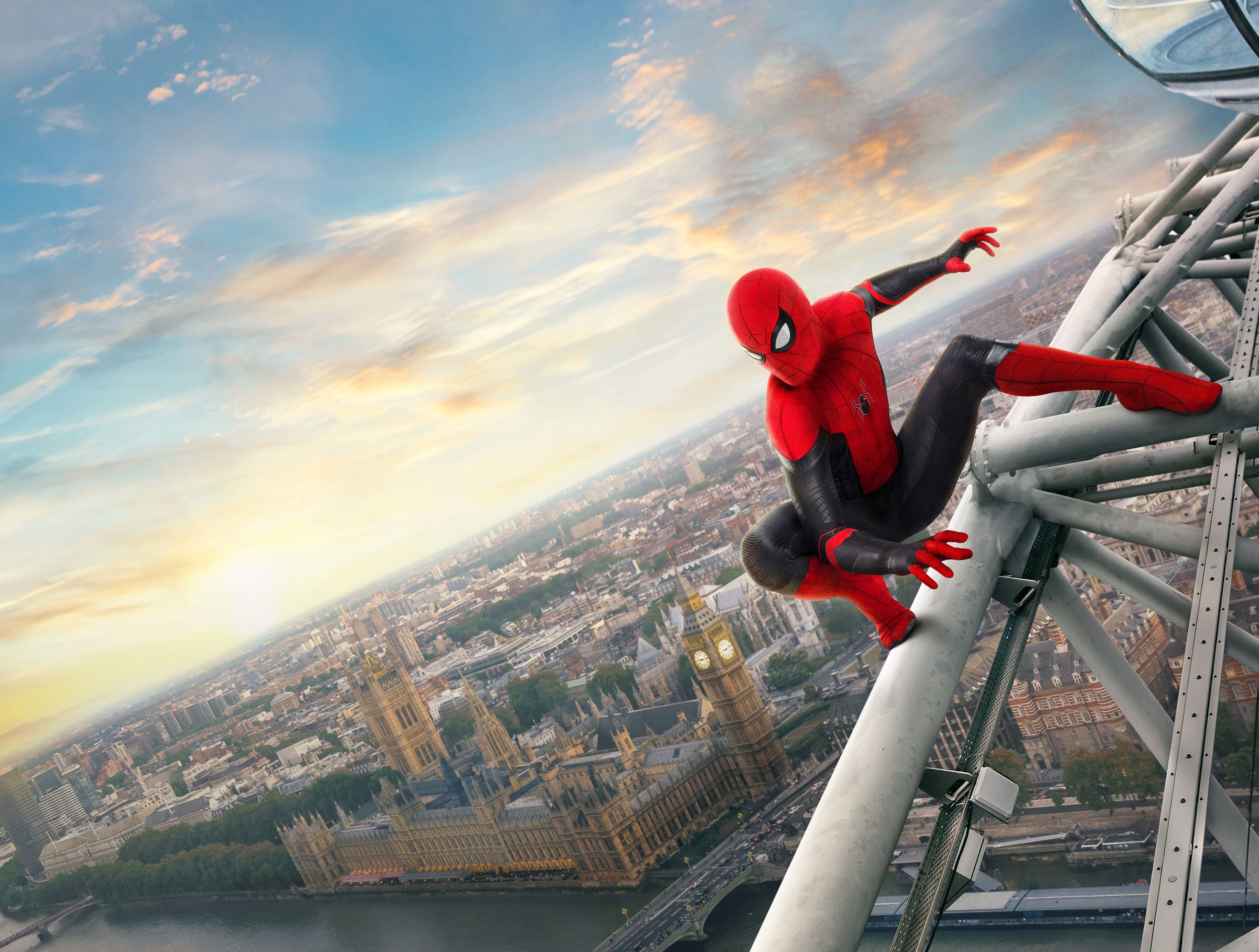 Download mobile wallpaper Spider Man, Cityscape, Movie, Spider Man: Far From Home for free.