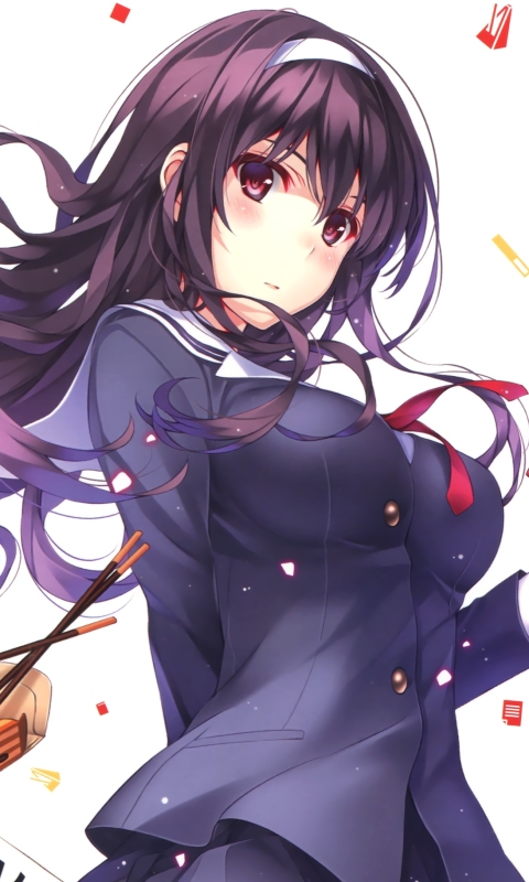 Handy-Wallpaper Lila Haare, Schuluniform, Animes, Lange Haare, Saenai Heroine No Sodatekata, Utaha Kasumigaoka kostenlos herunterladen.