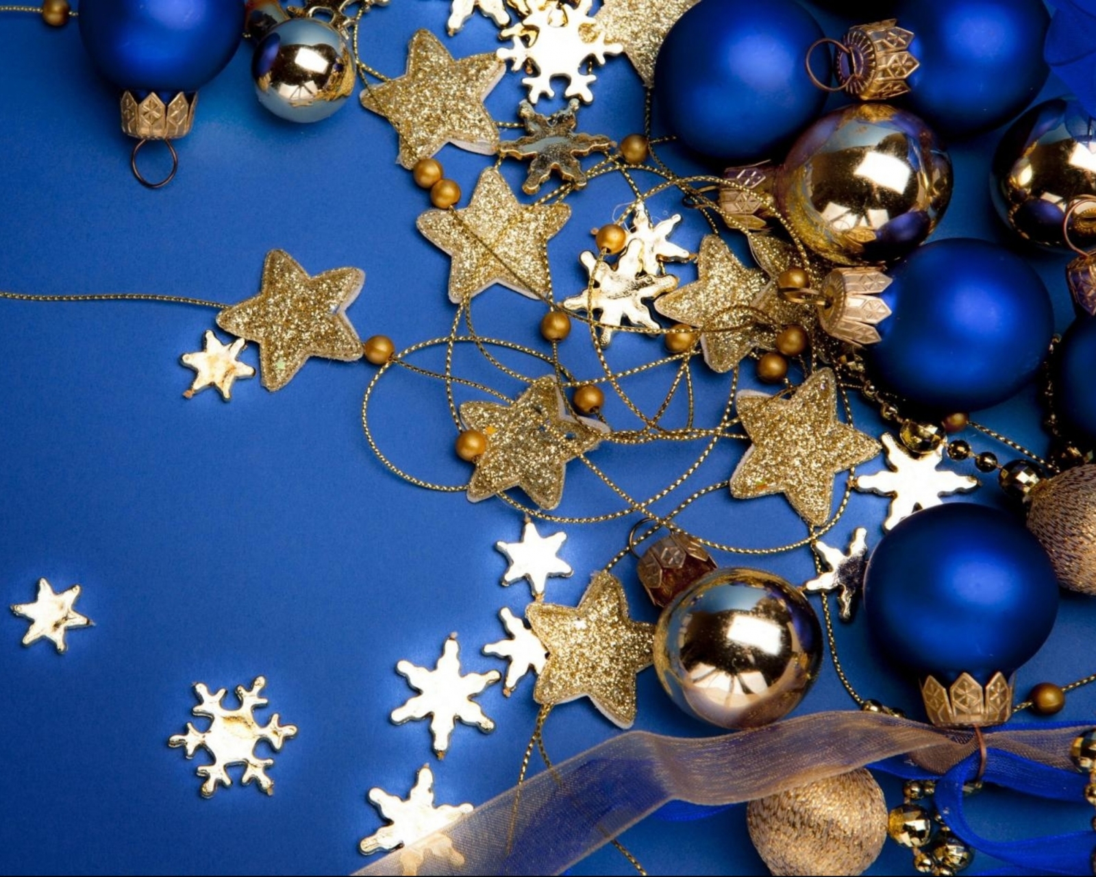 PCデスクトップに装飾, クリスマス, 青い, ゴールデン, 星, クリスマスオーナメント, ホリデー画像を無料でダウンロード