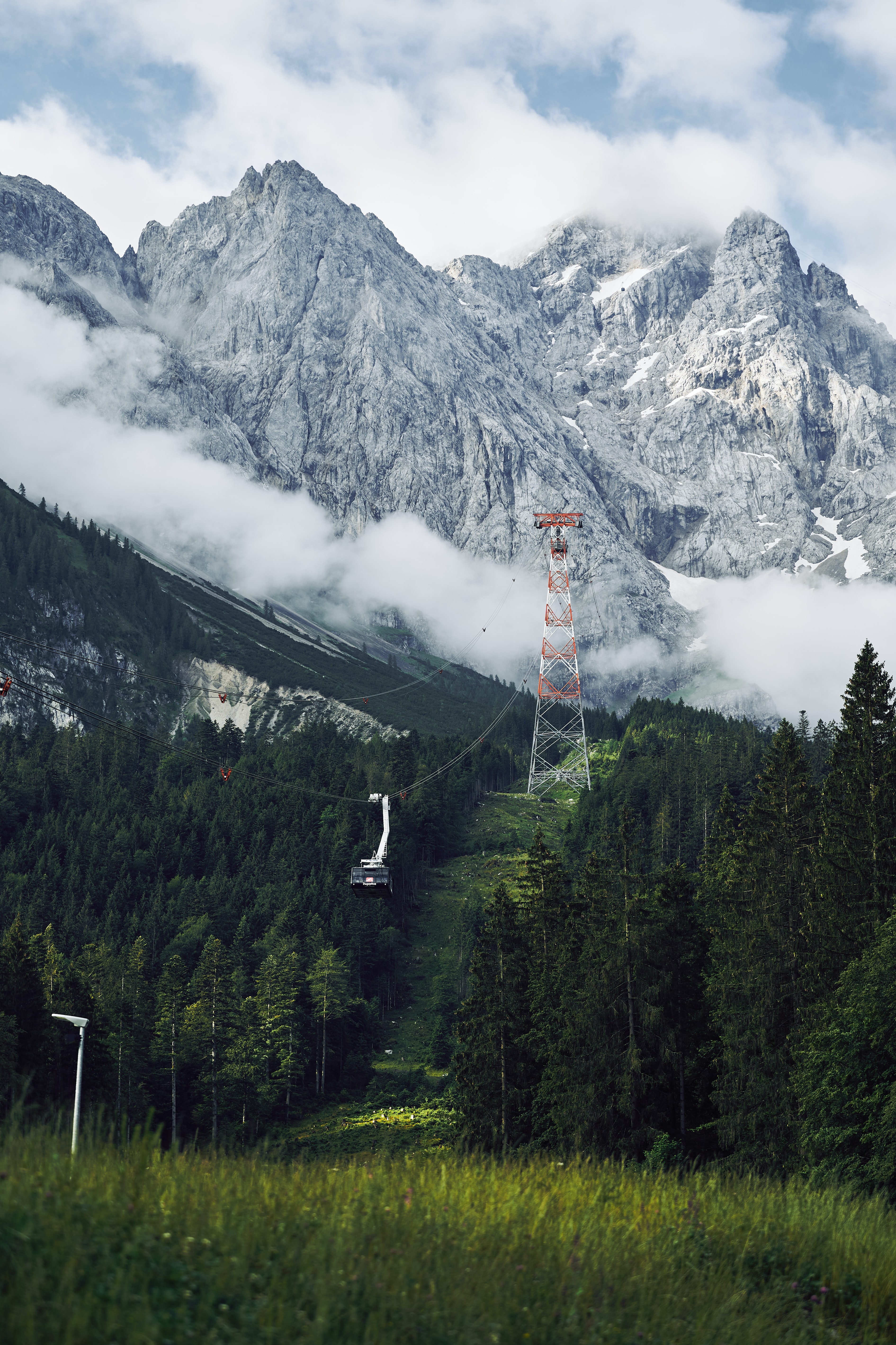 nature, trees, mountains, rocks, slope, cable car, cableway