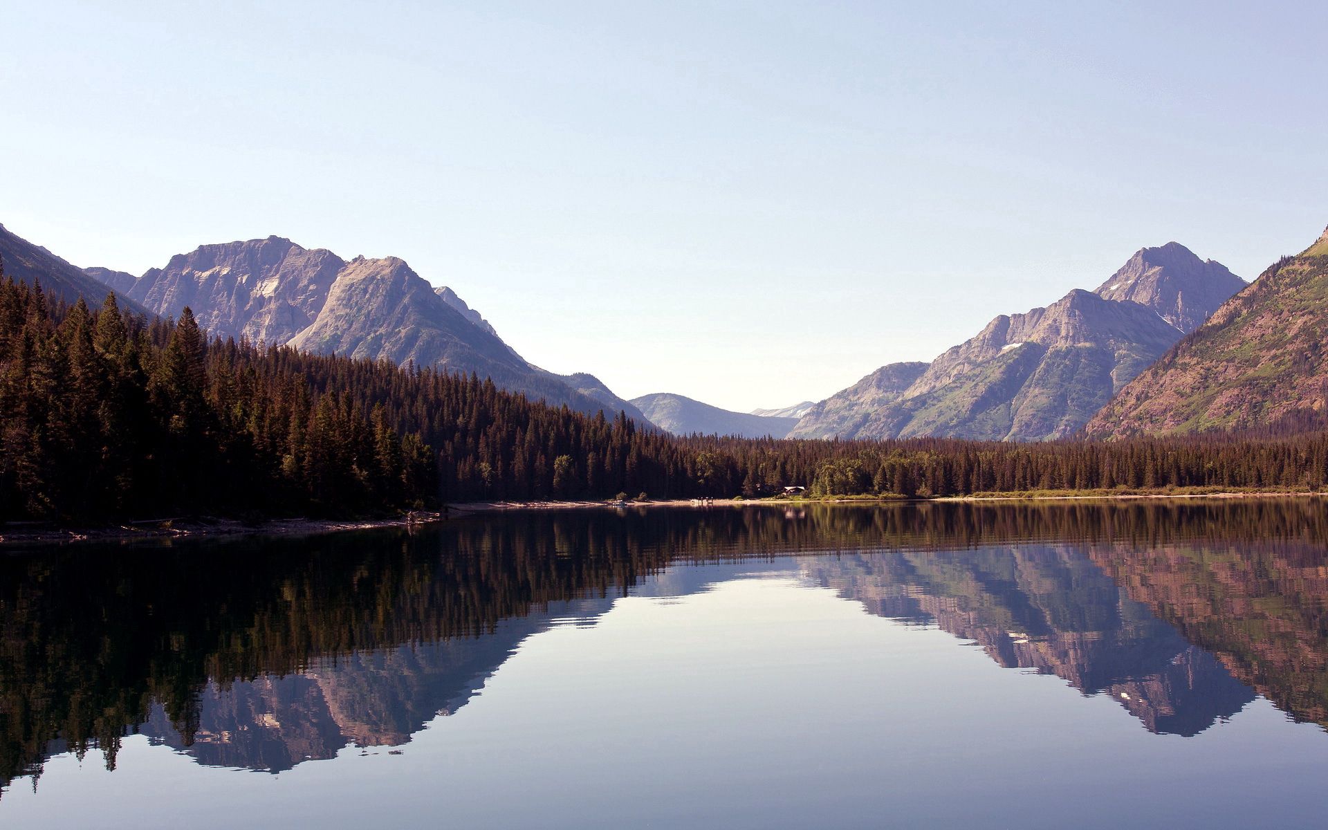 Free download wallpaper Sky, Mountains, Lake, Reflection, Nature, Trees on your PC desktop