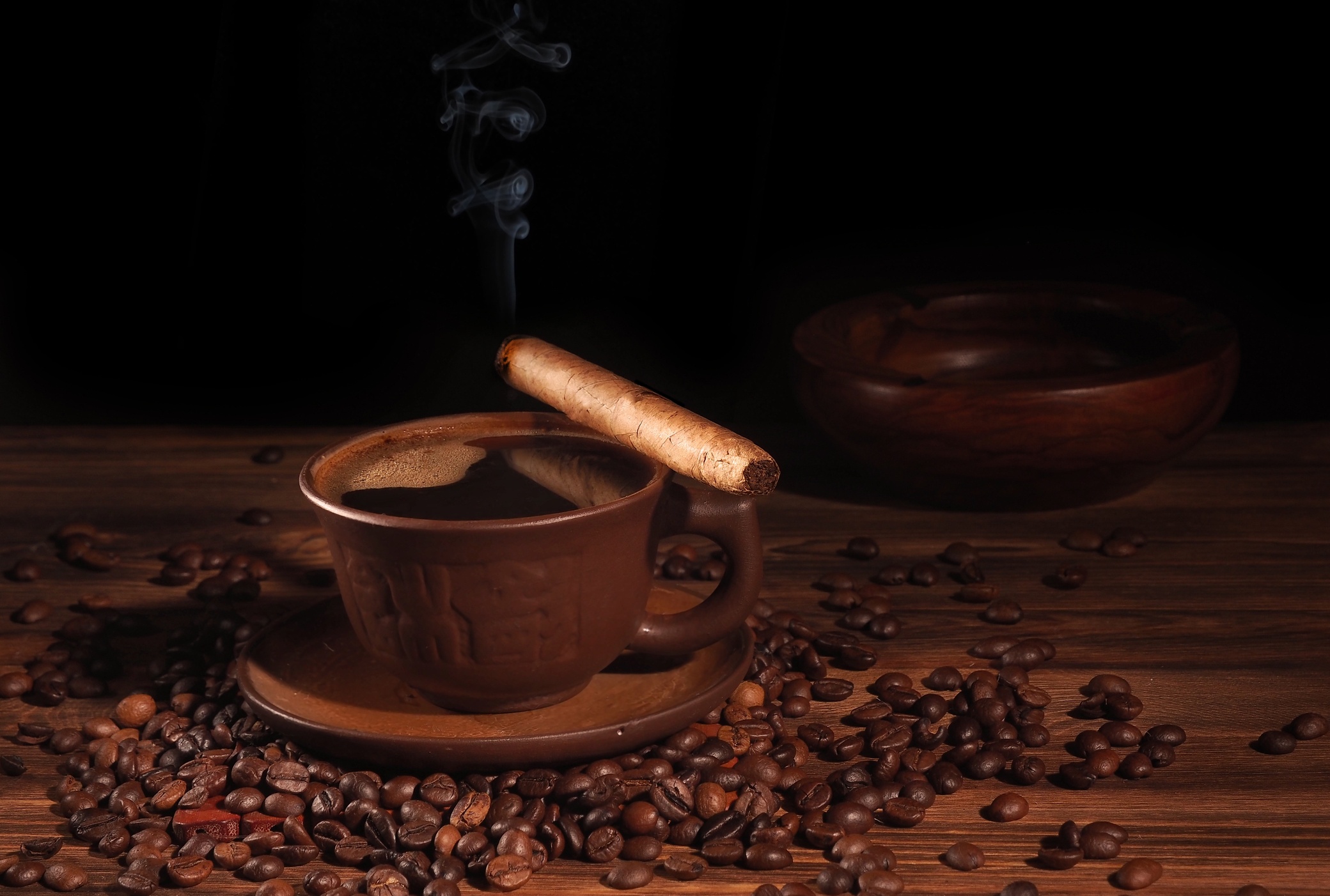 Free download wallpaper Food, Coffee, Still Life, Cup, Drink, Coffee Beans, Cigar on your PC desktop