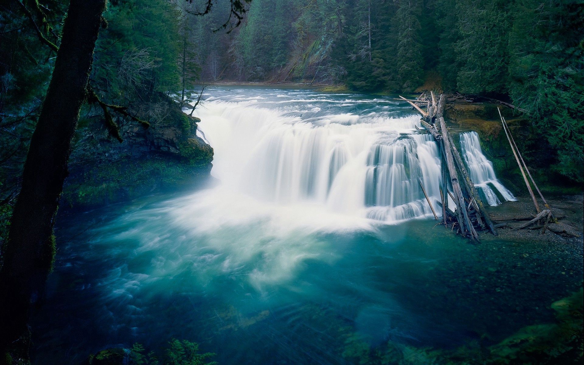 Free download wallpaper Rivers, Trees, Waterfall, Nature on your PC desktop