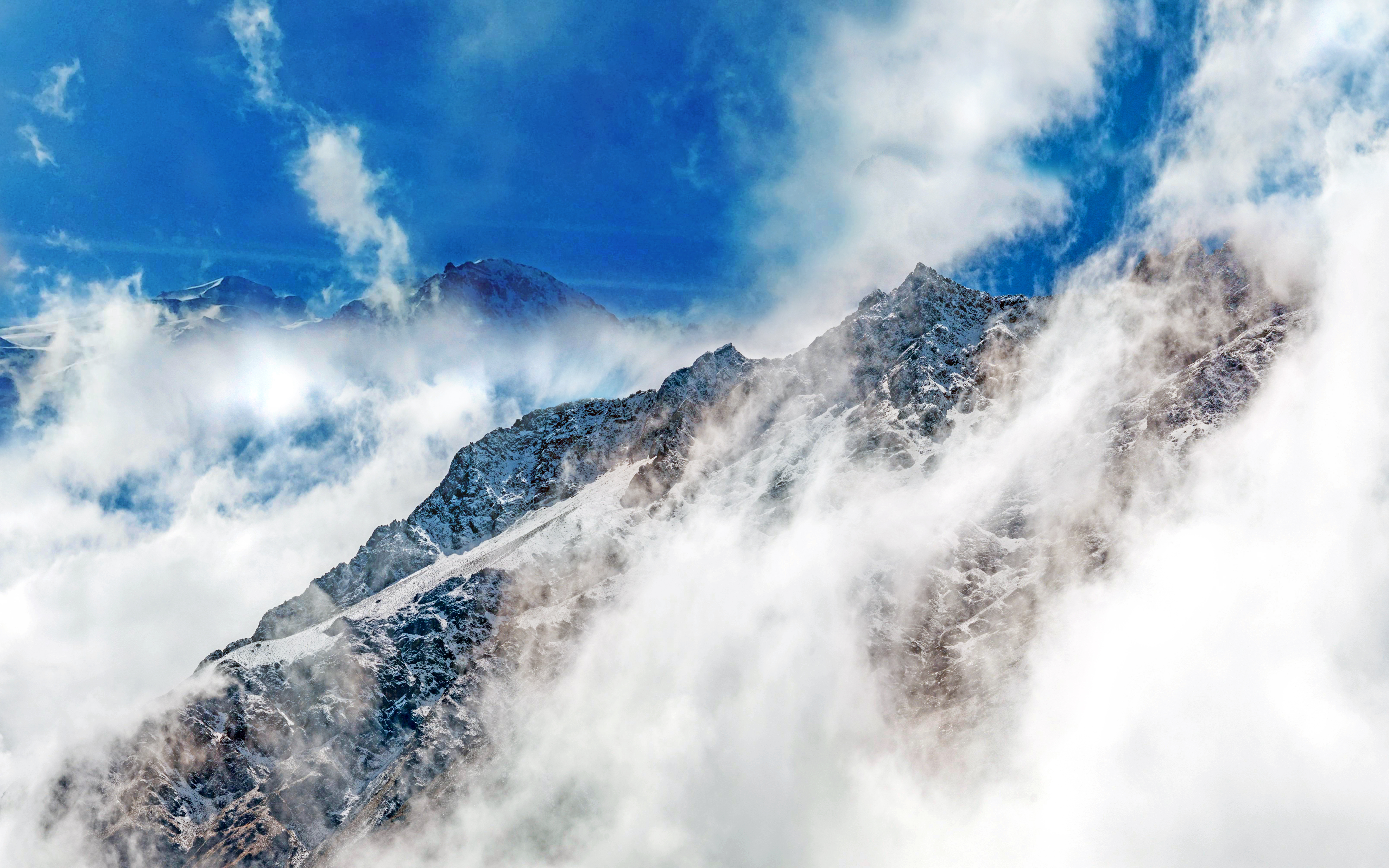 Download mobile wallpaper Snow, Mountain, Earth, Cloud for free.