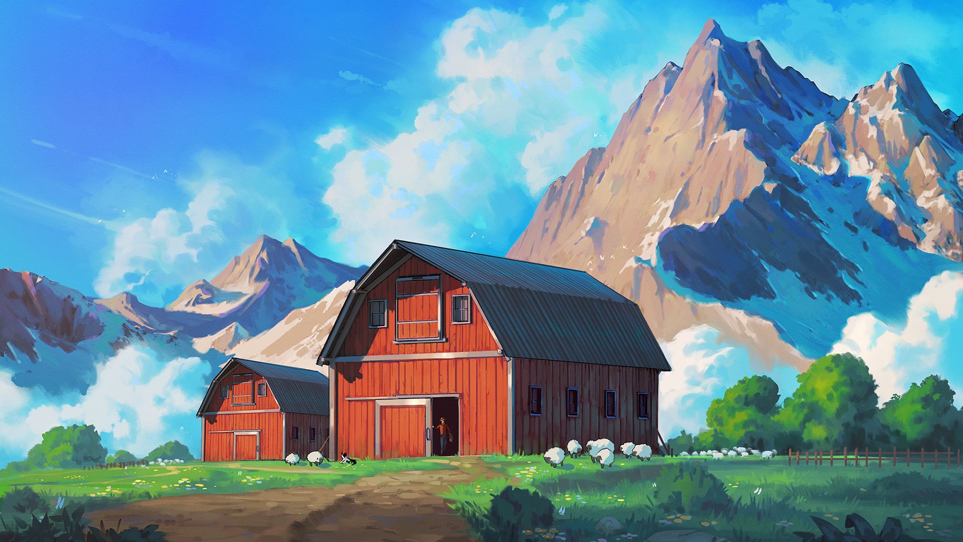 Free download wallpaper Anime, Mountain, Countryside, Original on your PC desktop