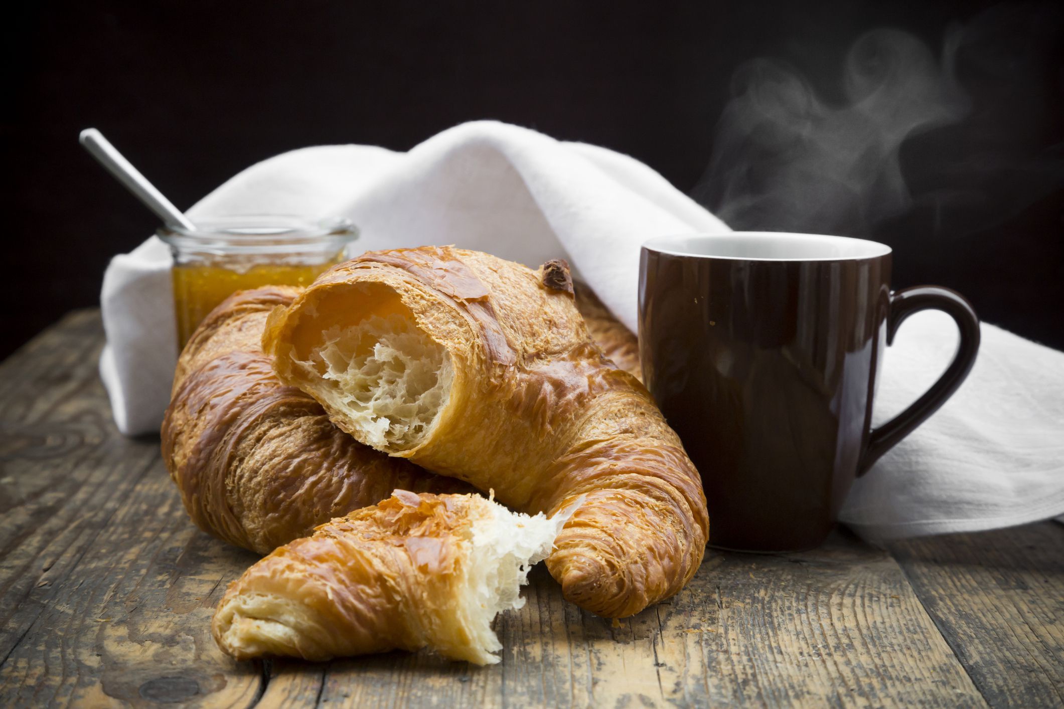 Download mobile wallpaper Food, Cup, Croissant, Viennoiserie for free.