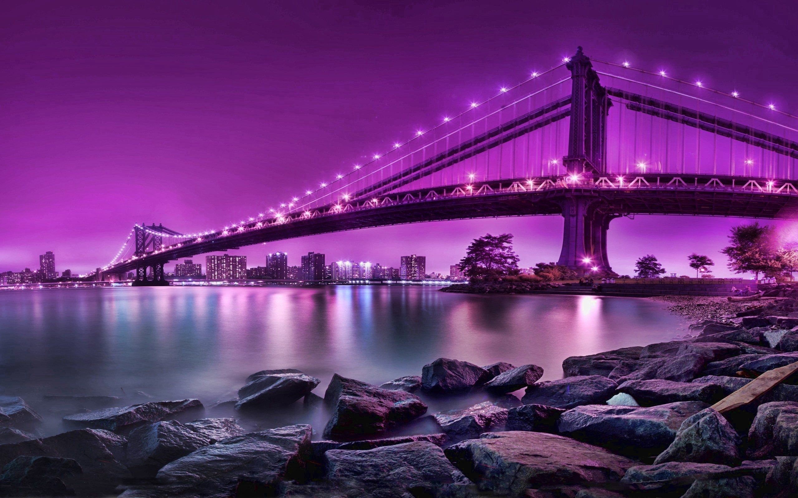 rivers, cities, stones, city, reflection, bridge, city on the water Desktop Wallpaper