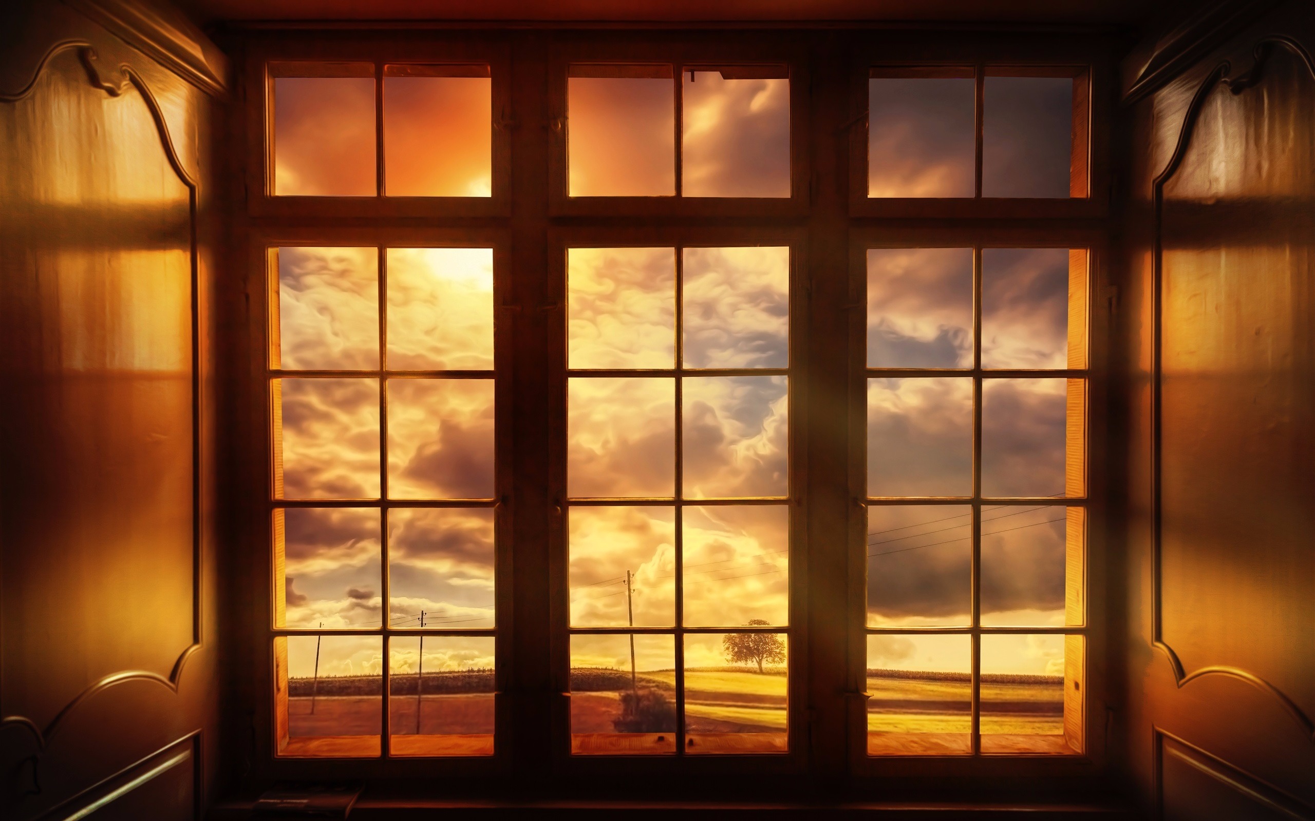 Download mobile wallpaper Sunset, Window, Artistic, Cloud for free.