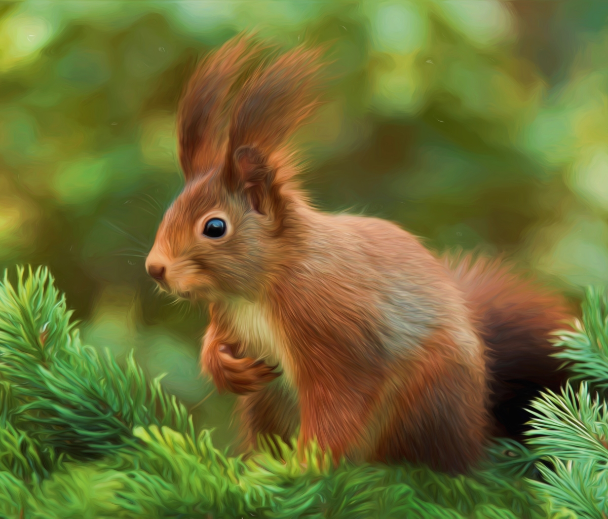 Laden Sie das Tiere, Eichhörnchen, Malerei, Säugetier, Ölgemälde-Bild kostenlos auf Ihren PC-Desktop herunter