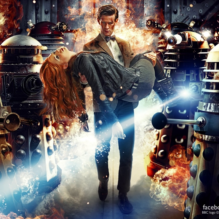 Download mobile wallpaper Fire, Robot, Explosion, Doctor Who, Tv Show, Dalek for free.