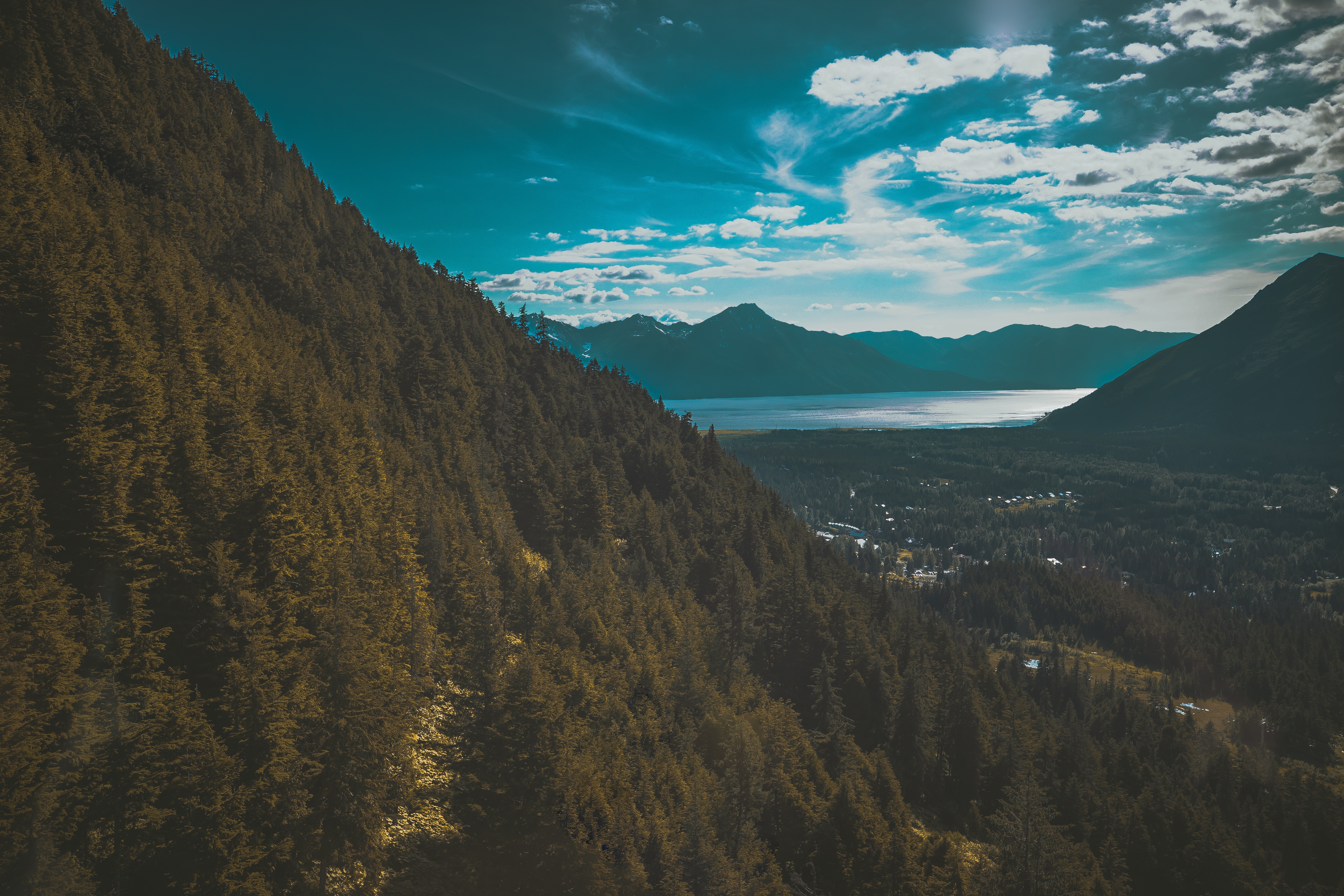 Laden Sie das Sky, Bäume, See, Natur, Mountains-Bild kostenlos auf Ihren PC-Desktop herunter
