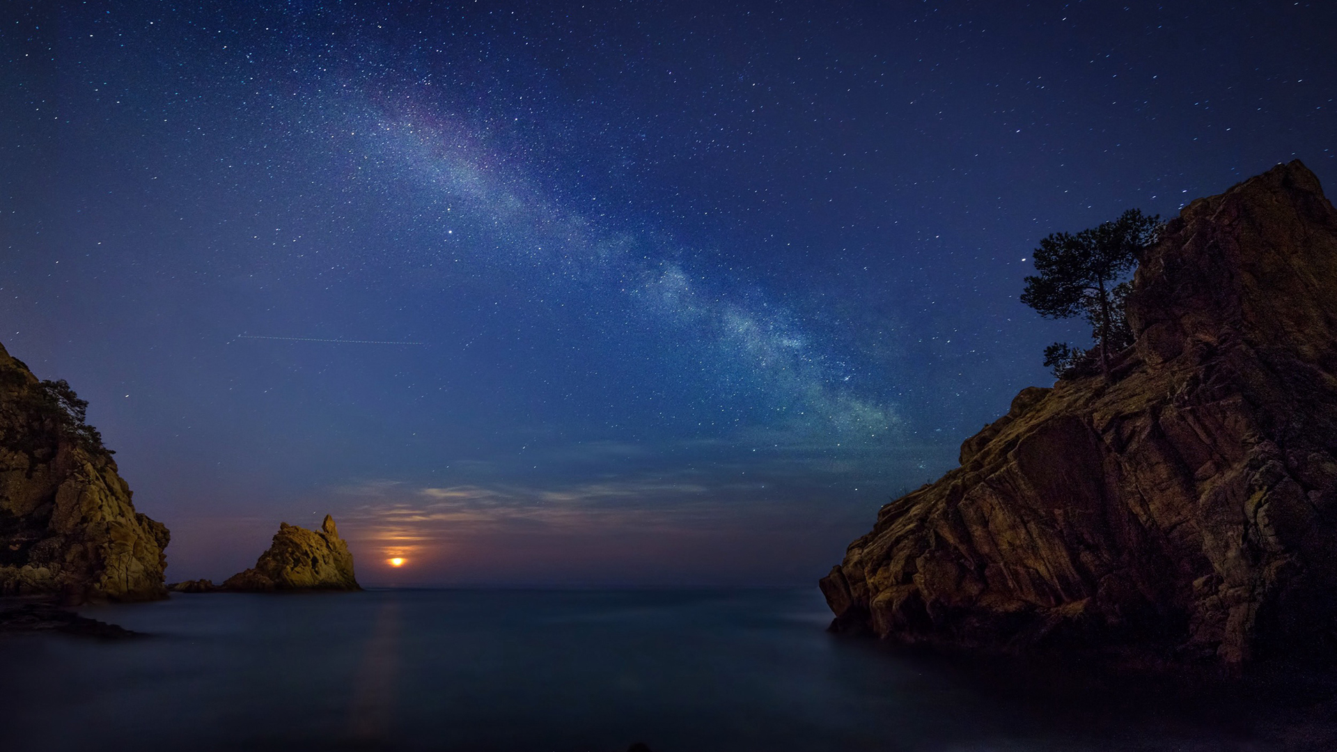 Laden Sie das Sterne, Horizont, Ozean, Nacht, Erde/natur, Sternenklarer Himmel-Bild kostenlos auf Ihren PC-Desktop herunter