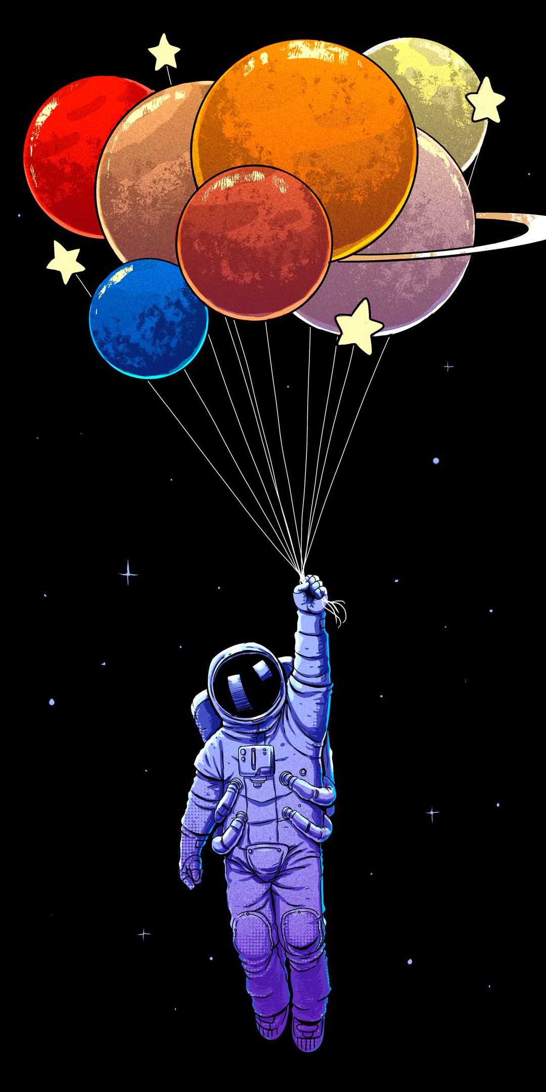 astronaut, sci fi, spacesuit, balloon wallpaper for mobile