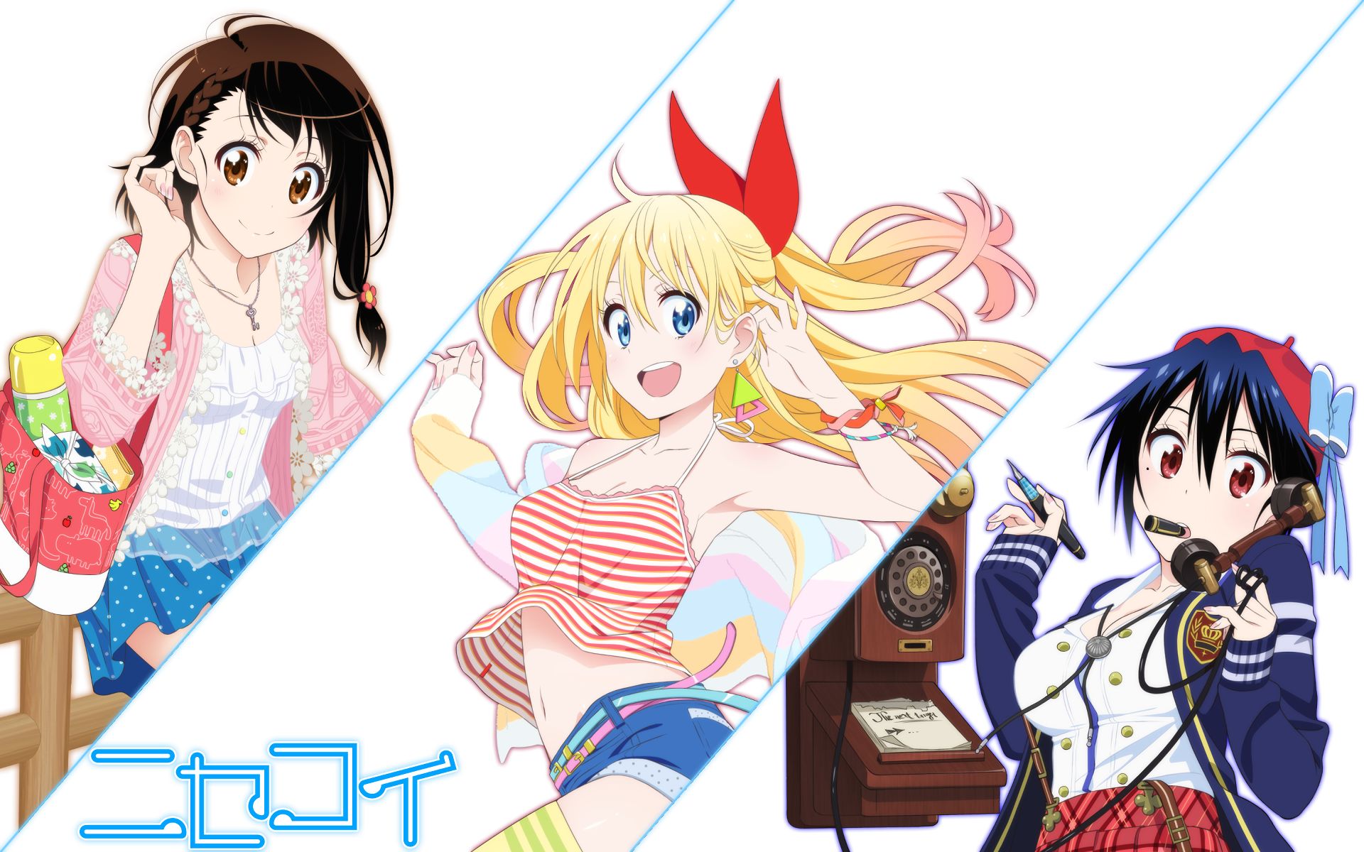 Descarga gratuita de fondo de pantalla para móvil de Animado, Chitoge Kirisaki, Kosaki Onodera, Seishirou Tsugumi, Nisekoi.