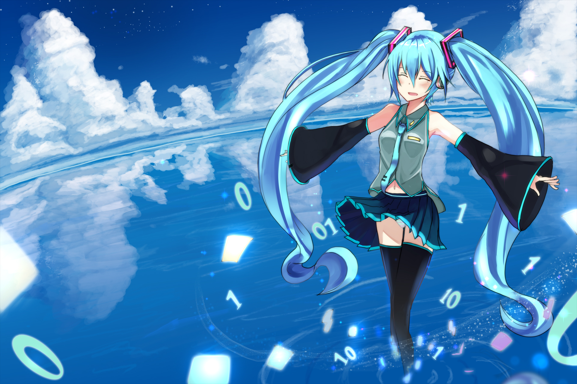 Descarga gratis la imagen Cielo, Vocaloid, Animado, Hatsune Miku en el escritorio de tu PC