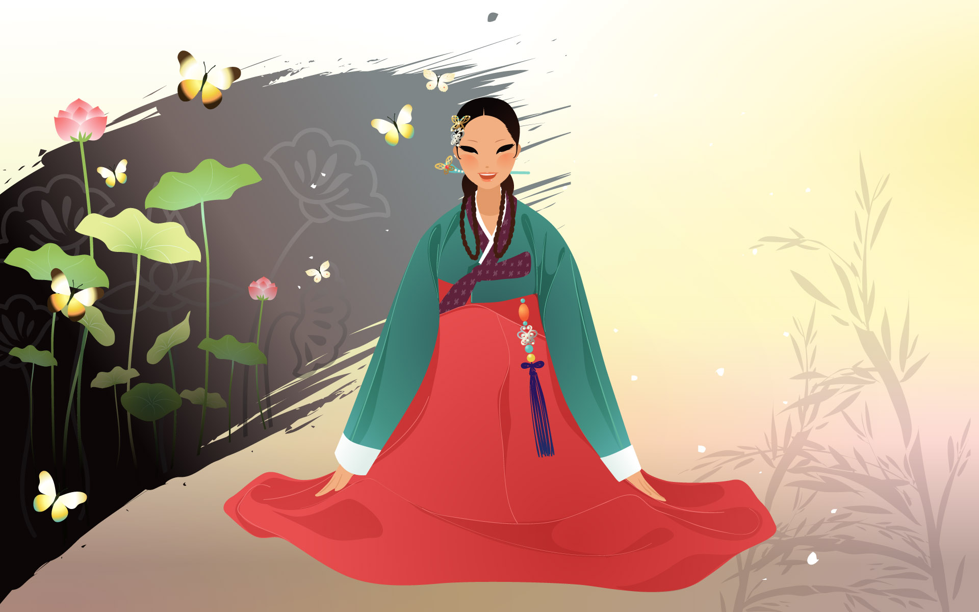 Download mobile wallpaper Artistic, Women, Korea, Traditional Costume for free.
