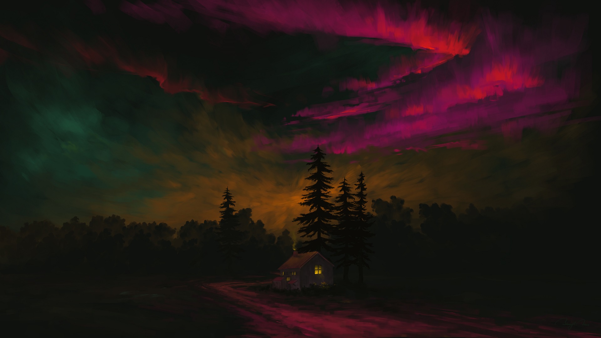 Free download wallpaper Landscape, Sky, Night, Artistic on your PC desktop