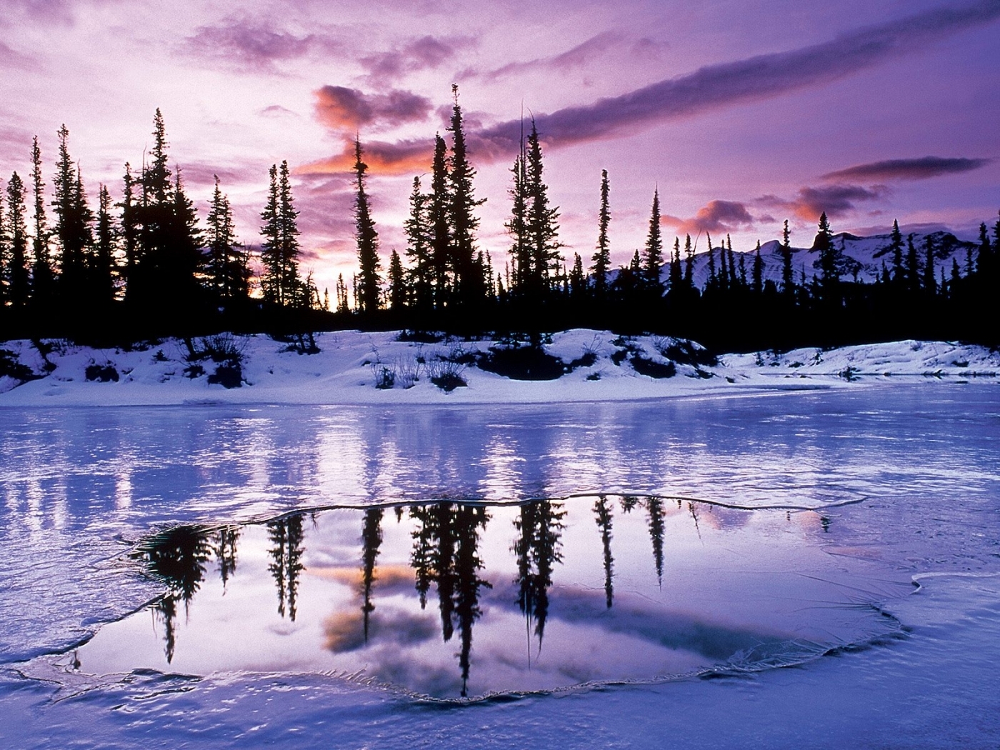PCデスクトップに冬, 日没, 雪, 風景画像を無料でダウンロード