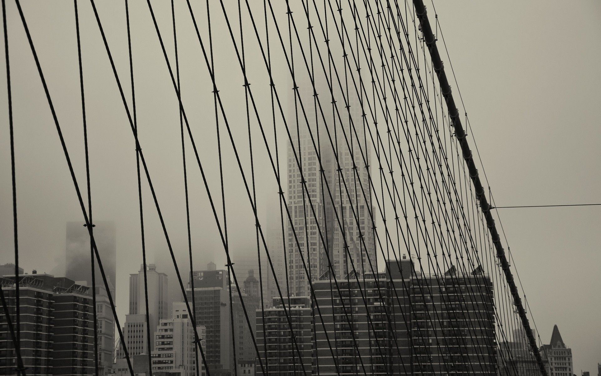 Download mobile wallpaper Cities, Bridge, Chb, Sky, Bw, Structure for free.