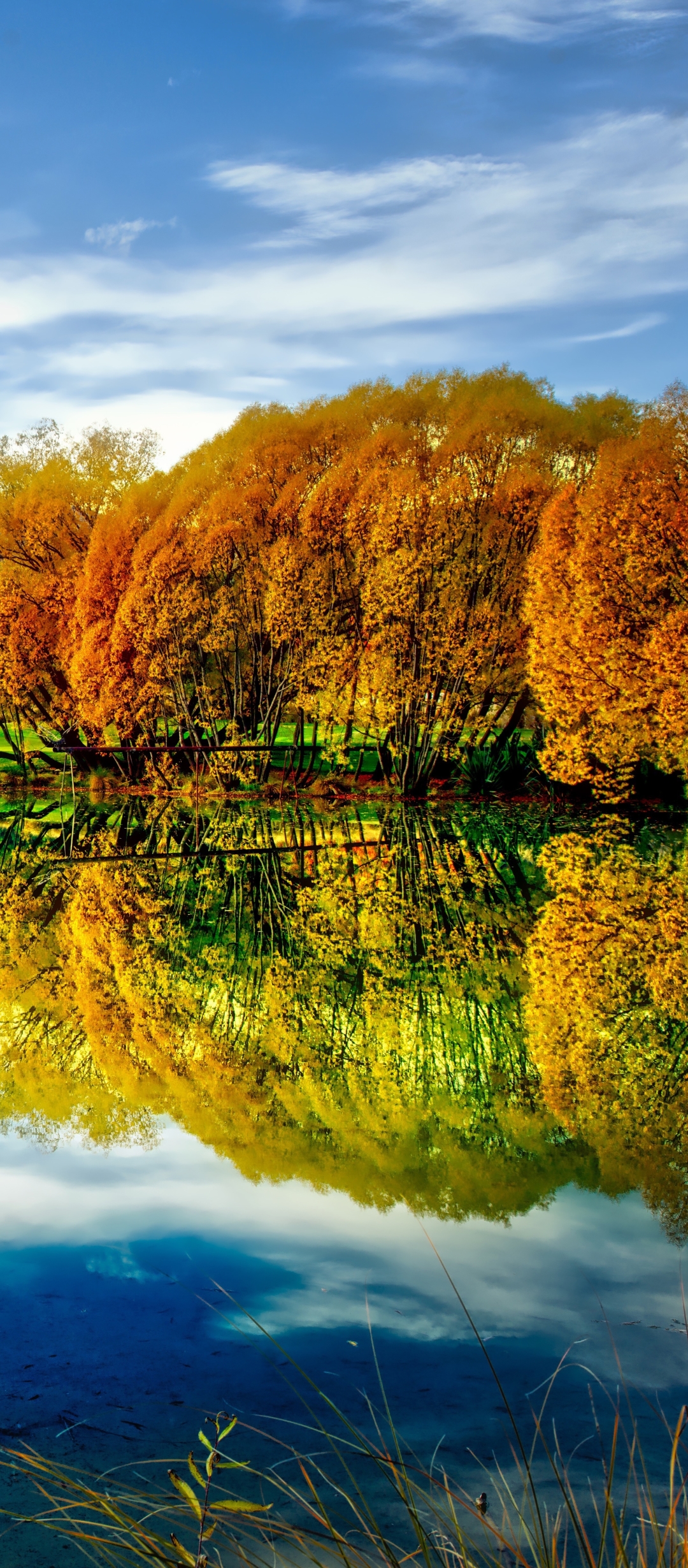 Скачать картинку Осень, Озеро, Отражение, Падать, Земля/природа в телефон бесплатно.