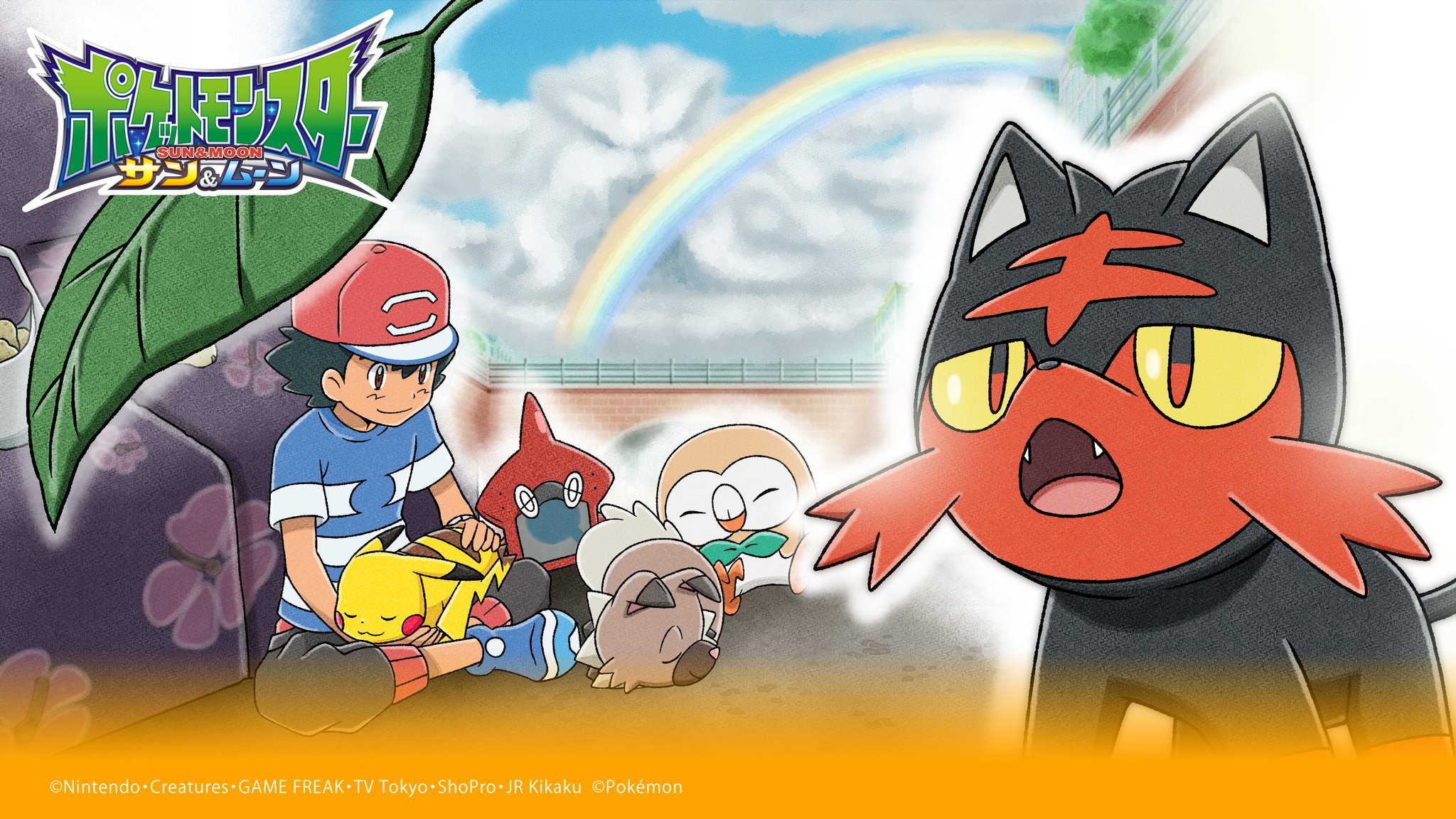 Download mobile wallpaper Anime, Pokémon, Pikachu, Ash Ketchum, Rowlet (Pokémon), Litten (Pokémon) for free.