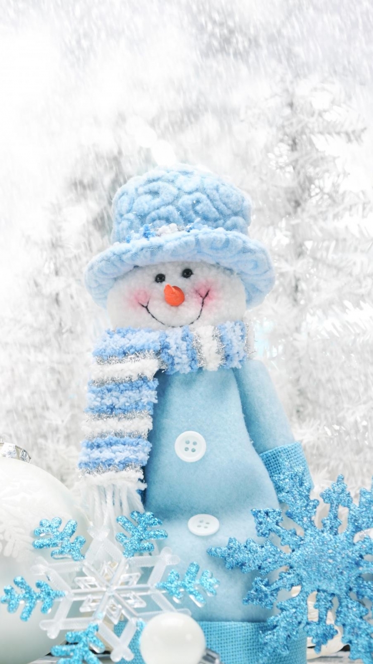 無料モバイル壁紙雪, クリスマス, 雪だるま, 青い, スノーフレーク, クリスマスオーナメント, ホリデーをダウンロードします。