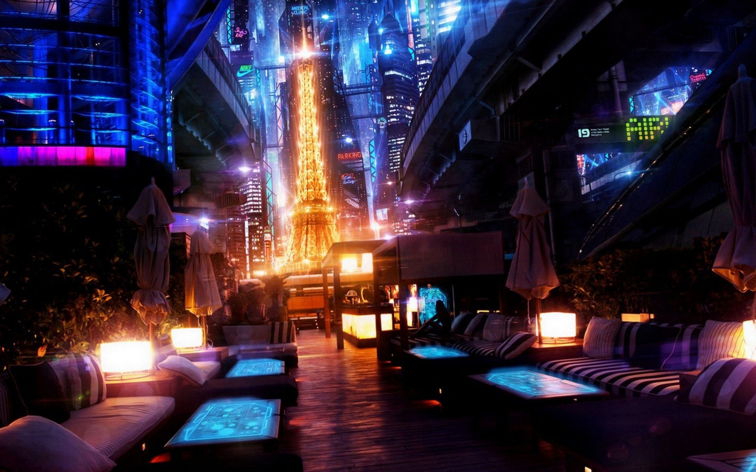 Laden Sie das Fantasie, Paris, Cyberpunk, Science Fiction, Großstadt-Bild kostenlos auf Ihren PC-Desktop herunter