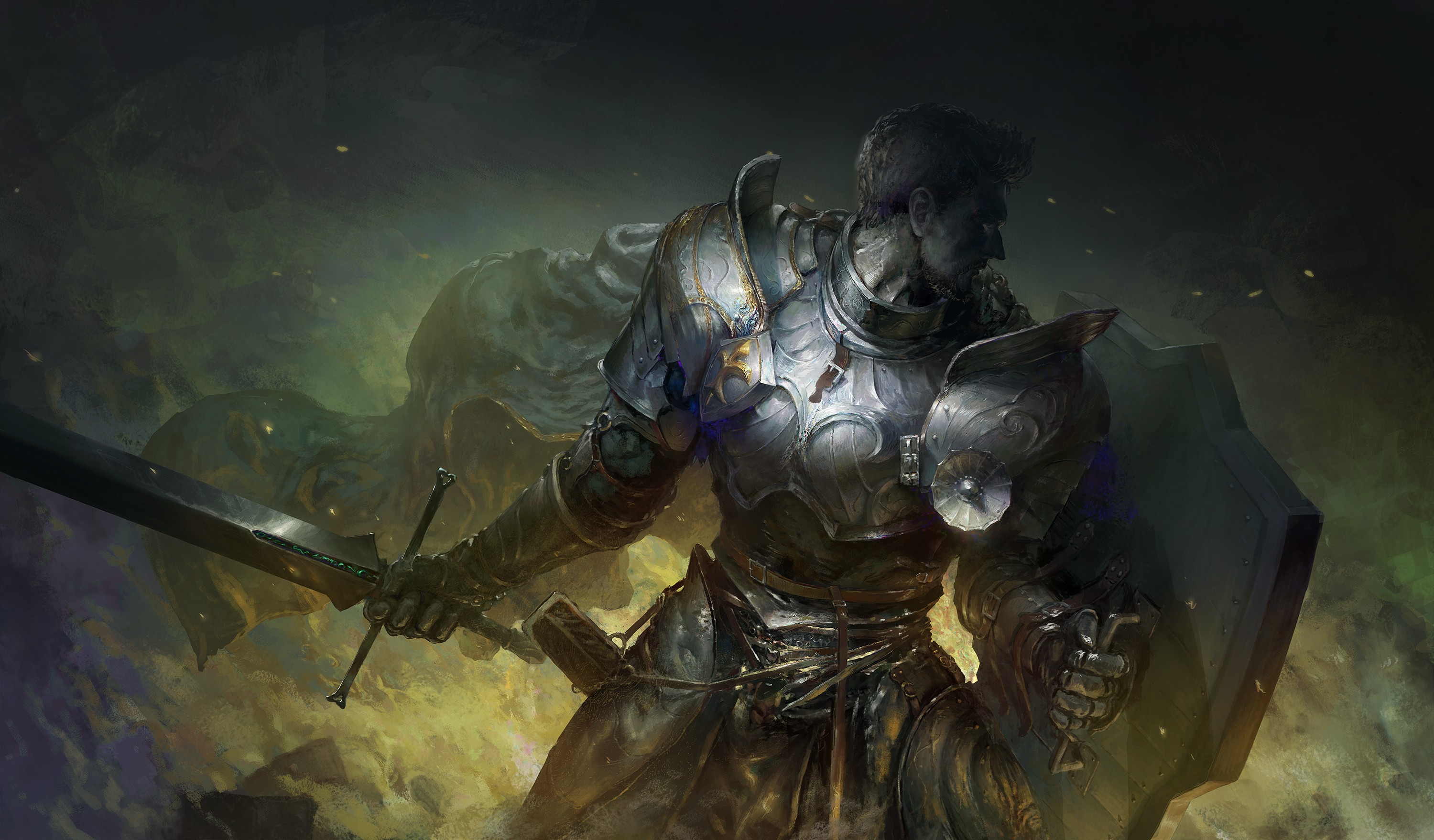 Download mobile wallpaper Fantasy, Shield, Warrior, Knight, Armor, Sword for free.
