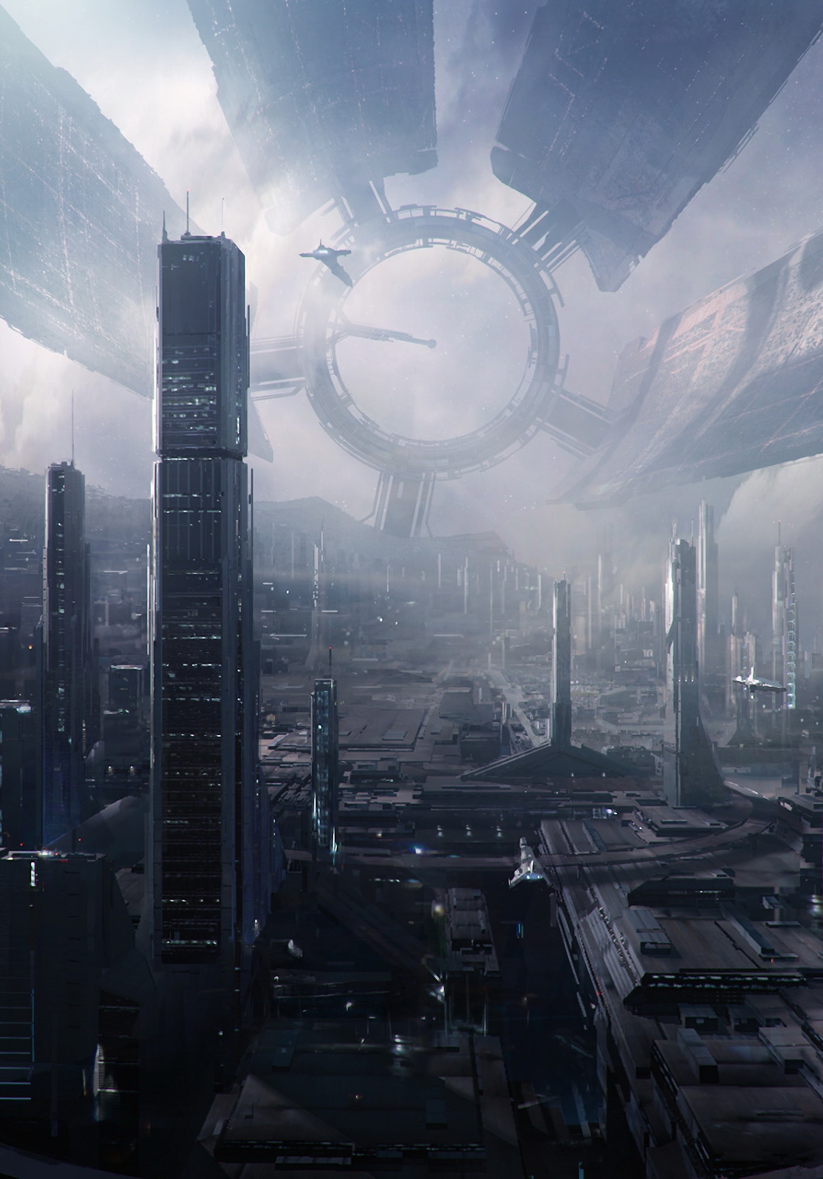 city, video game, mass effect 2, mass effect, spaceship, citadel (mass effect), building